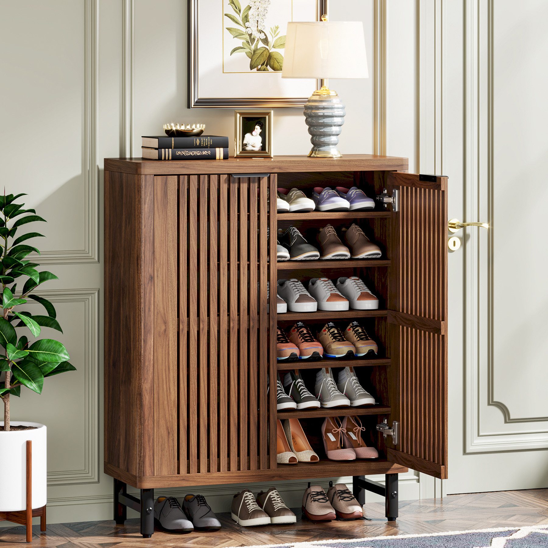 Tribesigns Schuhschrank 6-Tier Retro Schuhschrank für 24 Paar Schuhe