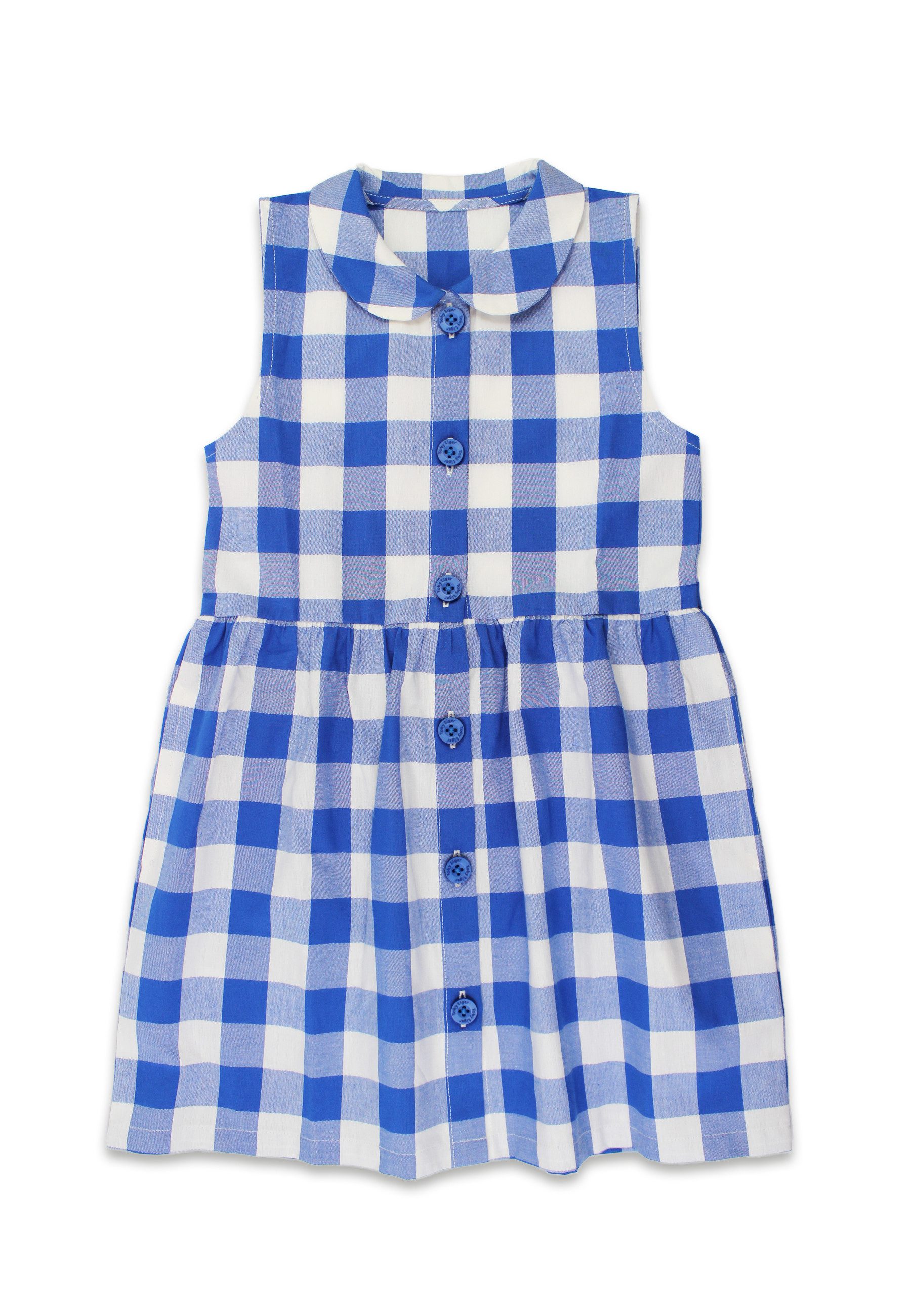 Toby Tiger Shirtkleid Kleid mit blauem großkarierten-Muster