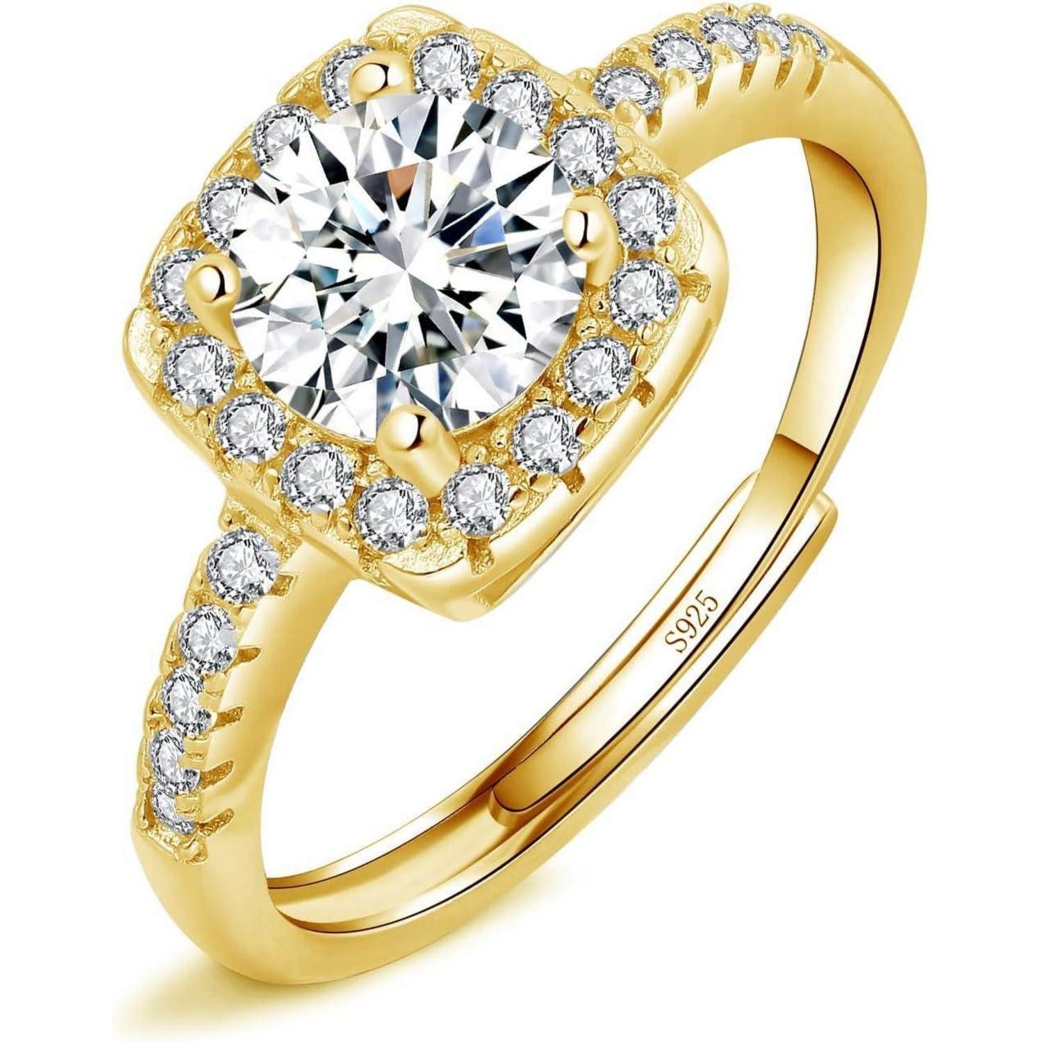 LuxusKollektion Verlobungsring Ringe Silber 925 Damen Verlobungsringe Zirkonia Quadrat Gold