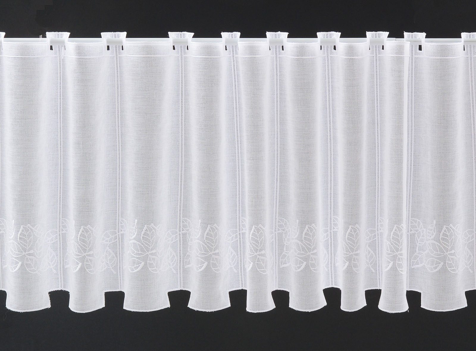 Gardinen Kranzusch Scheibengardine bestickte Blätter (1 St), Stangendurchzug, transparent, Stablöcher,transparent