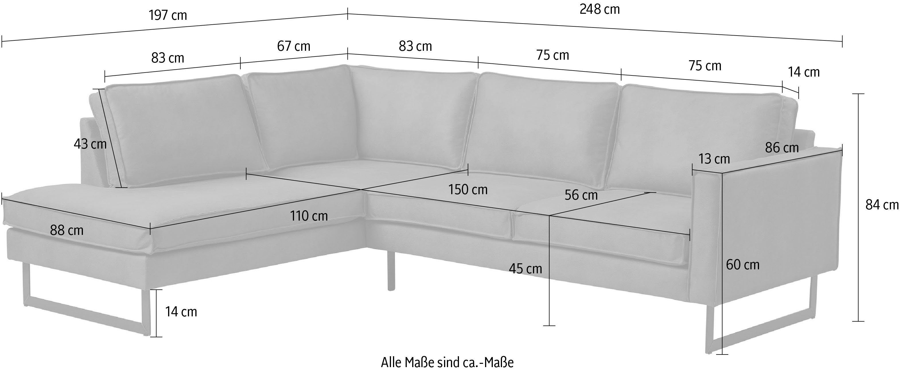 Ecksofa Bodilis, Places of Style Cord auch Bezug erhältlich mit