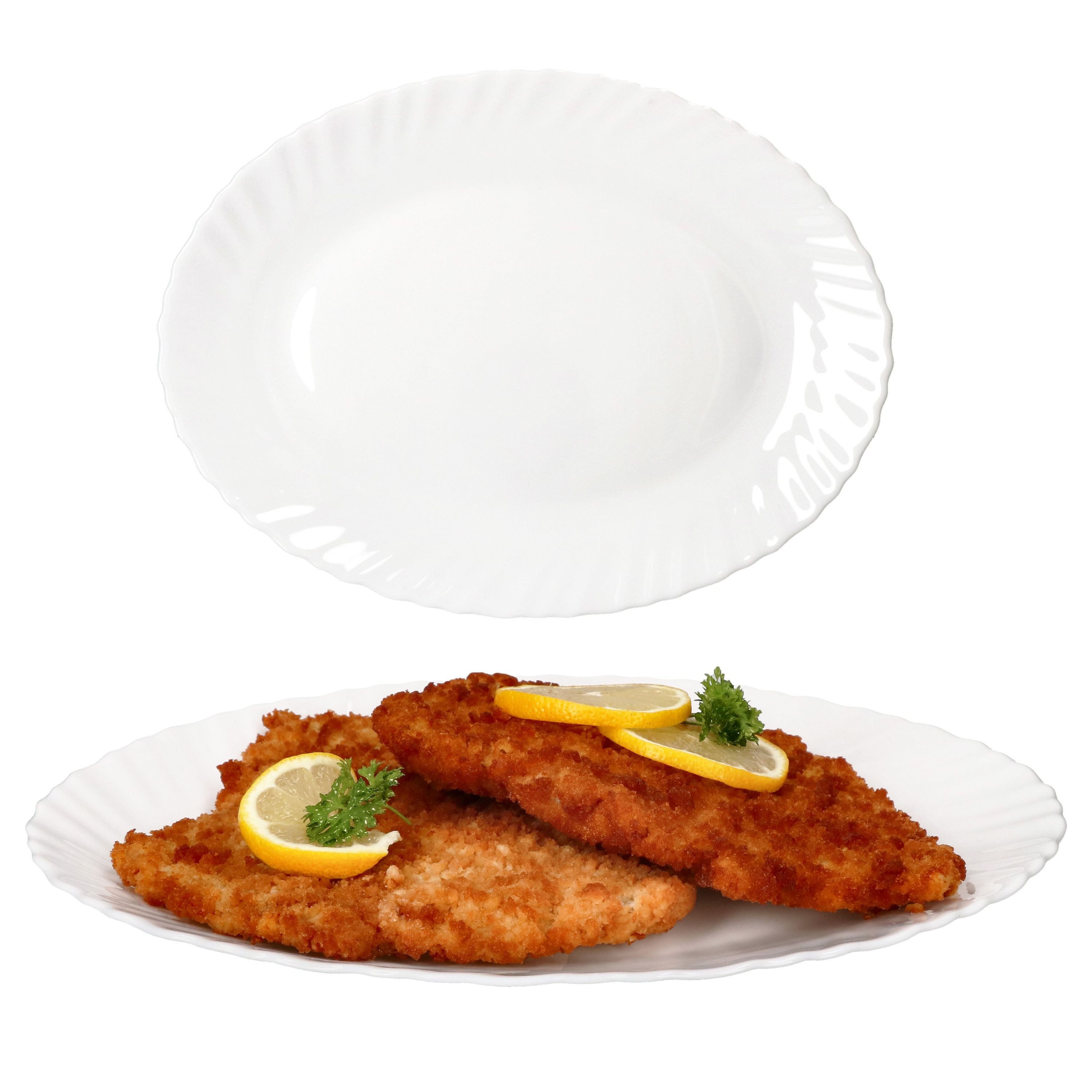 Servierplatte 2x Servierplatte Arkona oval LxB 30x23cm Opalglas weiß Buffet-Teller