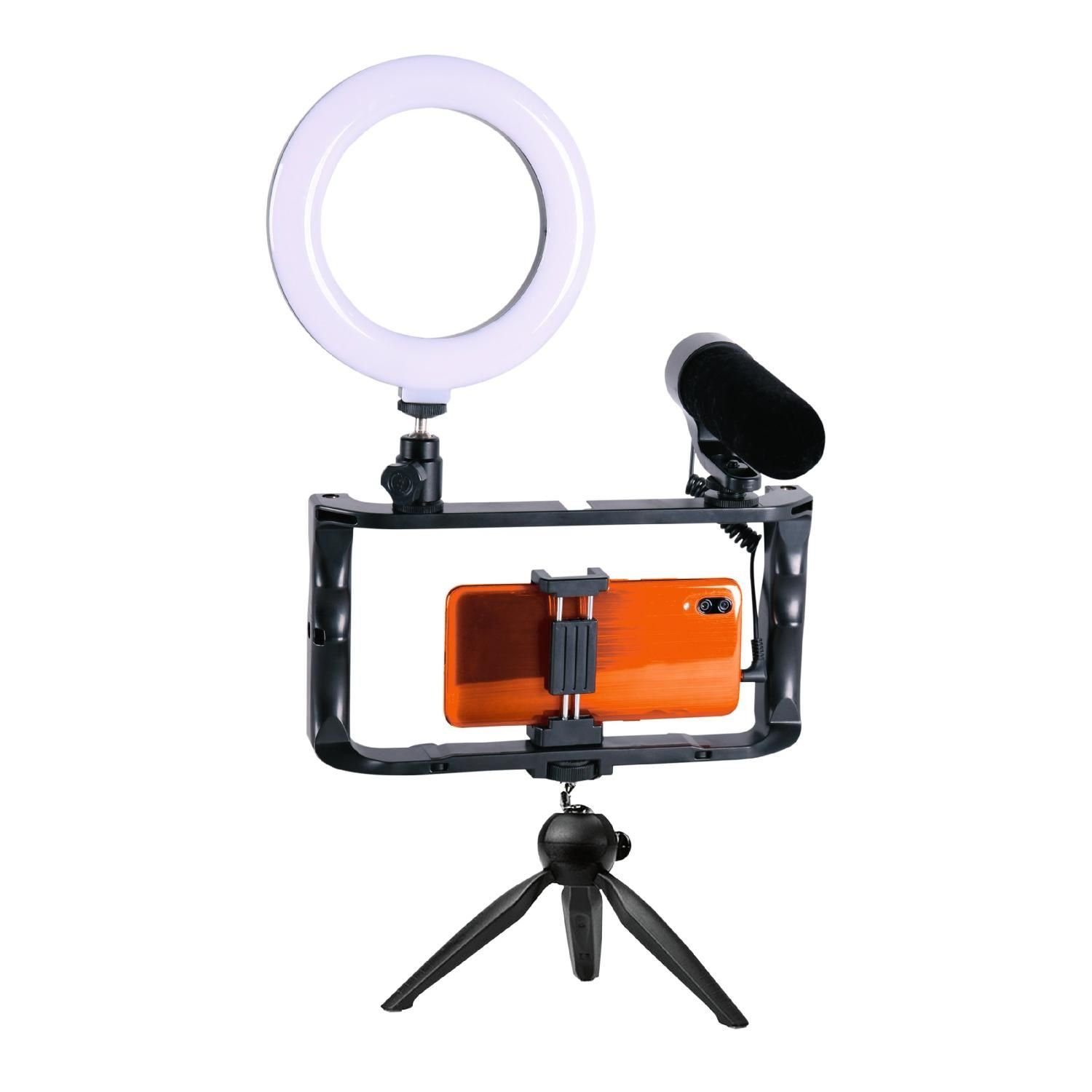 GadgetMonster Vlogging Kit Video Studio 6-Zoll LED-Stativ inkl. Halterung Handy-Halterung, (inkl. 5 Jahre Herstellergarantie)