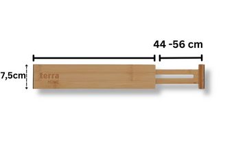 Terra Home Schubladeneinsatz Schubladentrenner groß Ordnungssystem Bambus 4er Pack Groß (4 er Set), bis 56 cm