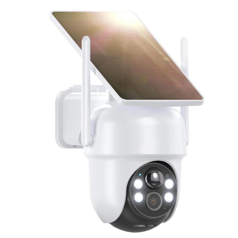 Topcony Überwachungskamera 4MP FHD Überwachungskamera Set Aussen Solar/Akku mit Basisstation (Innenbereich, Außenbereich, 100% Kabellos Eingebettetes Solarpanel,Kinderleichte Installation, 360°PTZ Kamera Überwachung Aussen mit Kabellose Solarpanel, WLAN K