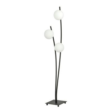 Licht-Erlebnisse Stehlampe DORA, ohne Leuchtmittel, Glas Metall 150 cm hoch Schwarz Weiß E14 3-flammig Kugelschirm Modern