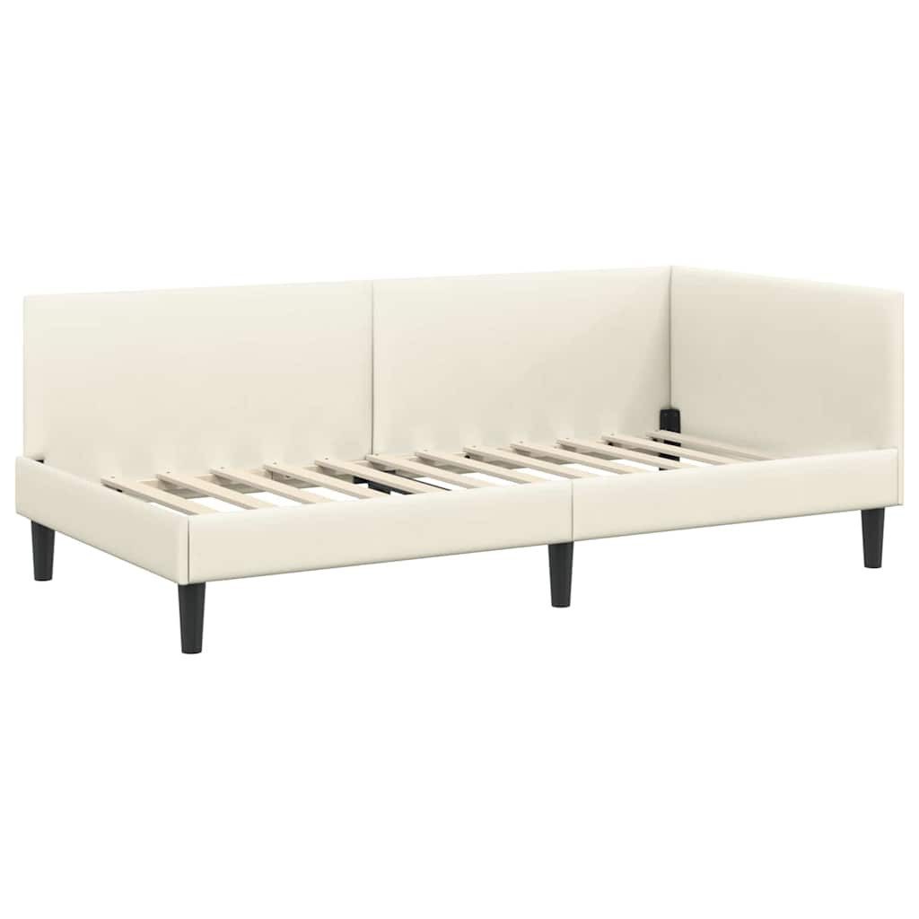 vidaXL Bett Eckbettgestell mit Kopfteil Creme 80 cm x 200 cm Stoff (1-tlg) günstig online kaufen