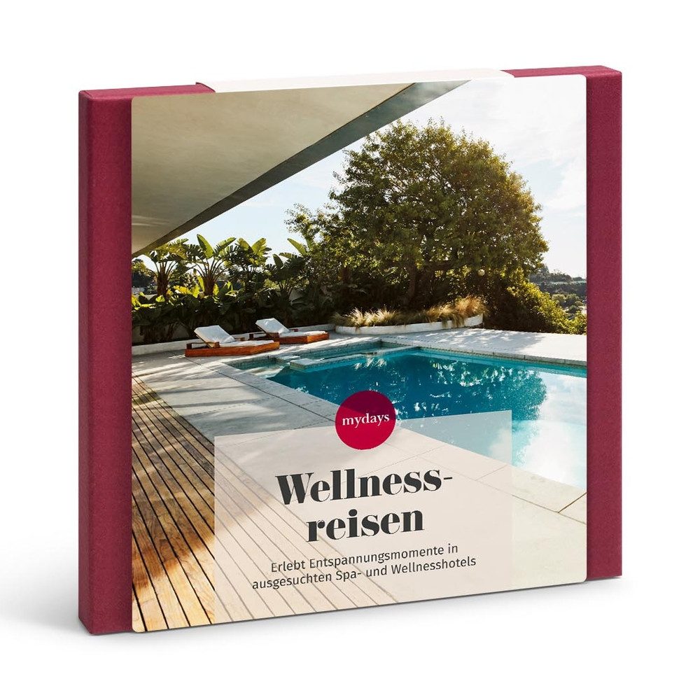 mydays Erlebnisgutschein Geschenkbox Wellnessreisen, 2 Uebernachtungen inkl. 170 EUR Wertgutschein – Urlaub mit Koerper-Ge…