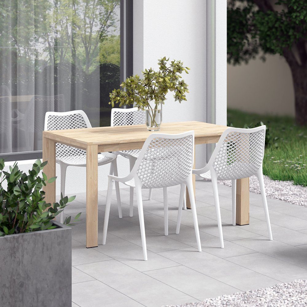 OK-Living Gartenstuhl Terrassenstuhl Balkonstuhl Einar Weiß (Set), 1 Stück