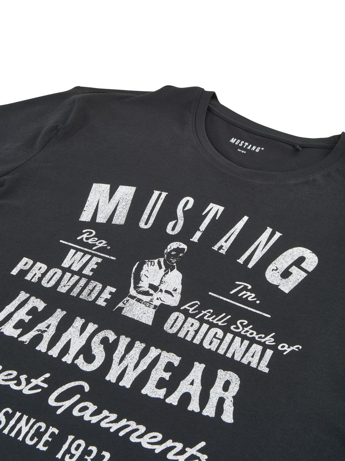 MUSTANG T-Shirt Herren Printshirt Regular Fit (1-tlg) Kurzarm Tee Shirt mit Rundhalsausschnitt aus 100% Baumwolle