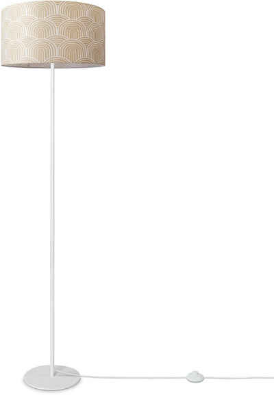 Paco Home Stehlampe Luca Pillar, ohne Leuchtmittel, Wohnzimmer Stehlampe Mit Schirm Büro Modern Vintage Muster E27