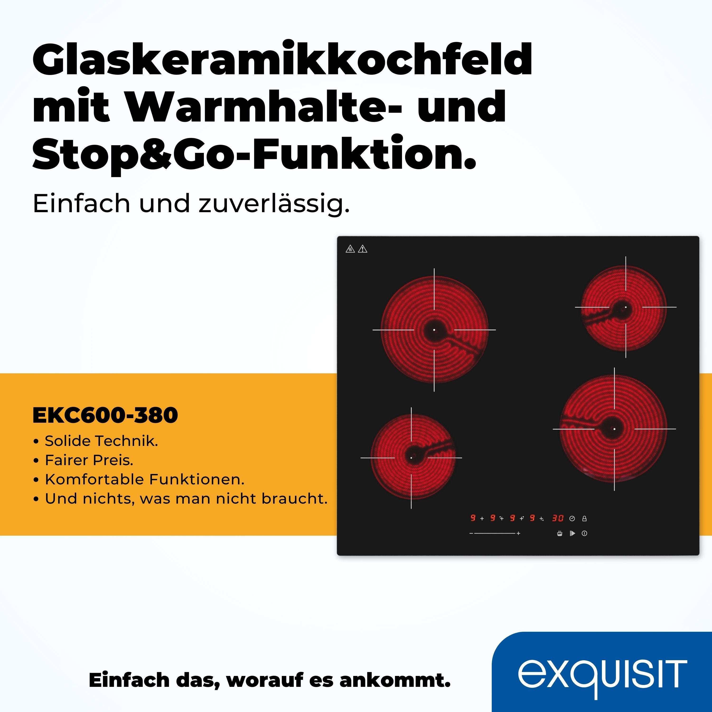 exquisit Elektro-Kochfeld EKC600-380, mühelos temperaturgesteuert Schokolade schmelzen o. Pommes frittieren