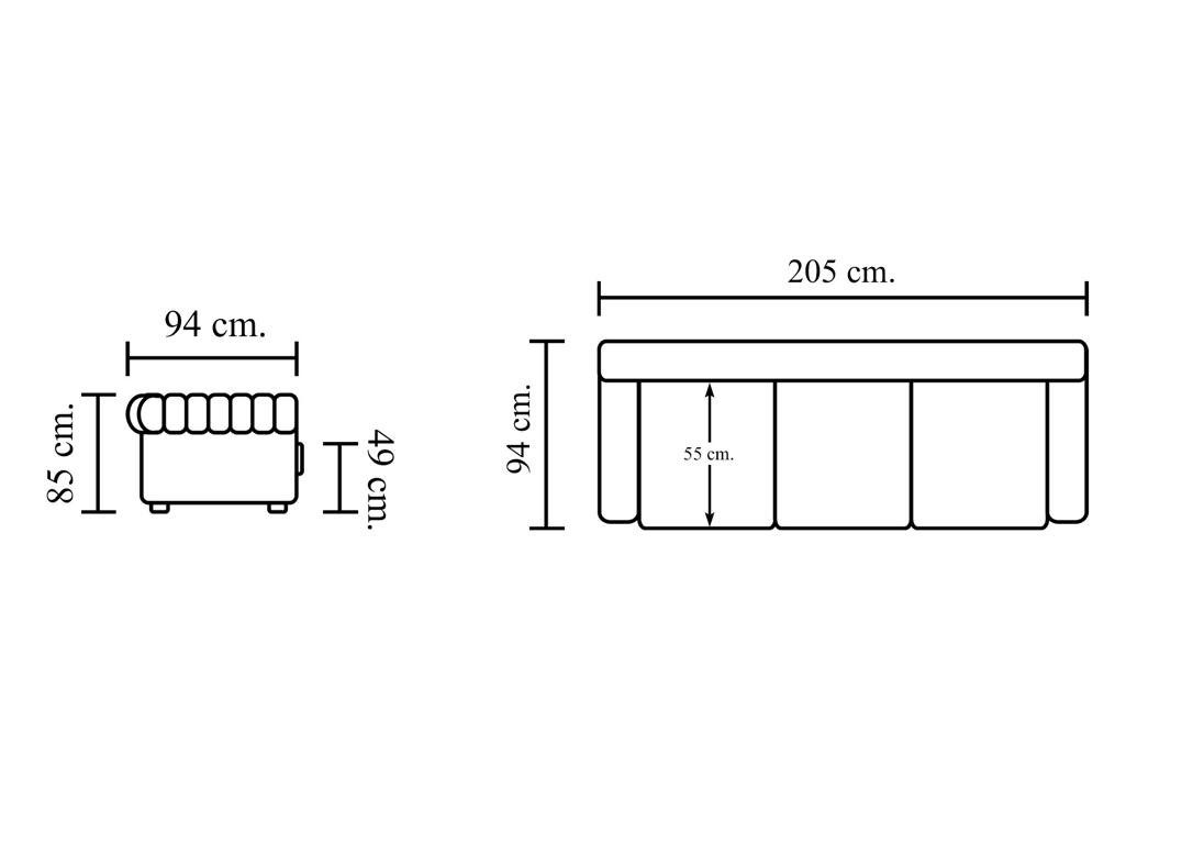 Salottini Chesterfield-Sofa XL 3er Sofa Chesterfield 3-Sitzer Couch Premier VOLLLEDER, Handarbeit