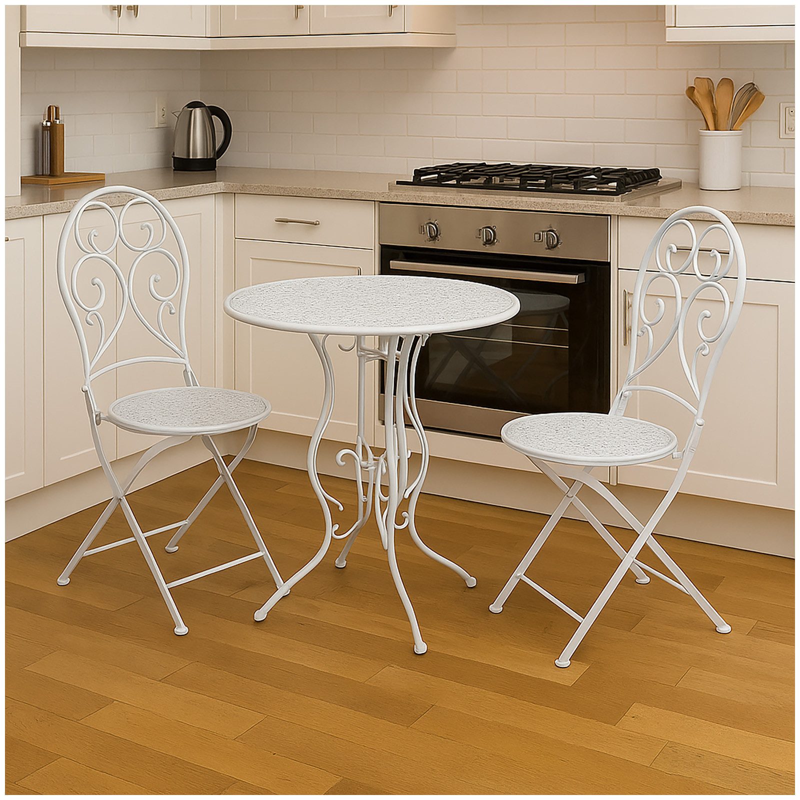 HTI-Living Küchentisch Essgruppe 3-teilig Lani Weiß (Set, 3-St., 1x Tisch, günstig online kaufen