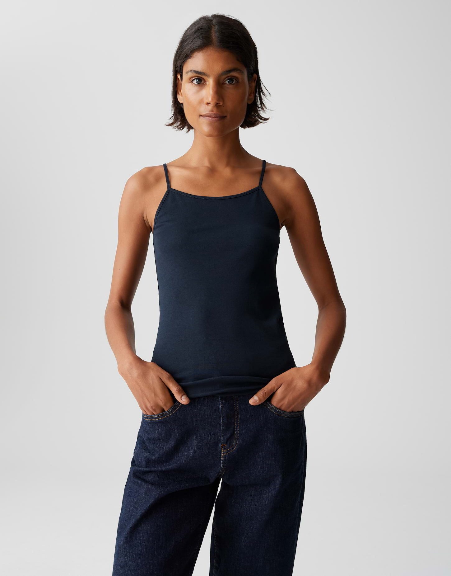 OPUS Shirttop ILKI Slim aus nachhaltiger Baumwolle Spaghettiträger, elastischer Stoff, weicher Griff