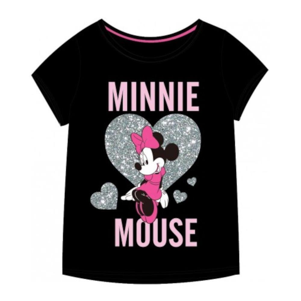 EplusM T-Shirt Minnie Mouse Shirt mit glitzerndem Herz, schwarz