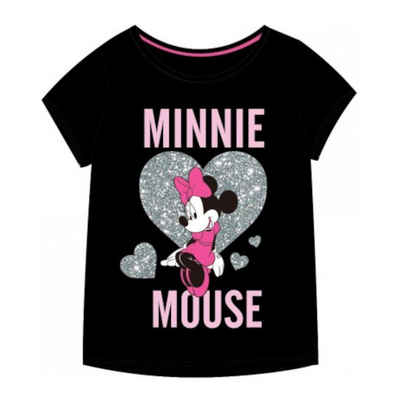 EplusM T-Shirt Minnie Mouse Shirt mit glitzerndem Herz, schwarz