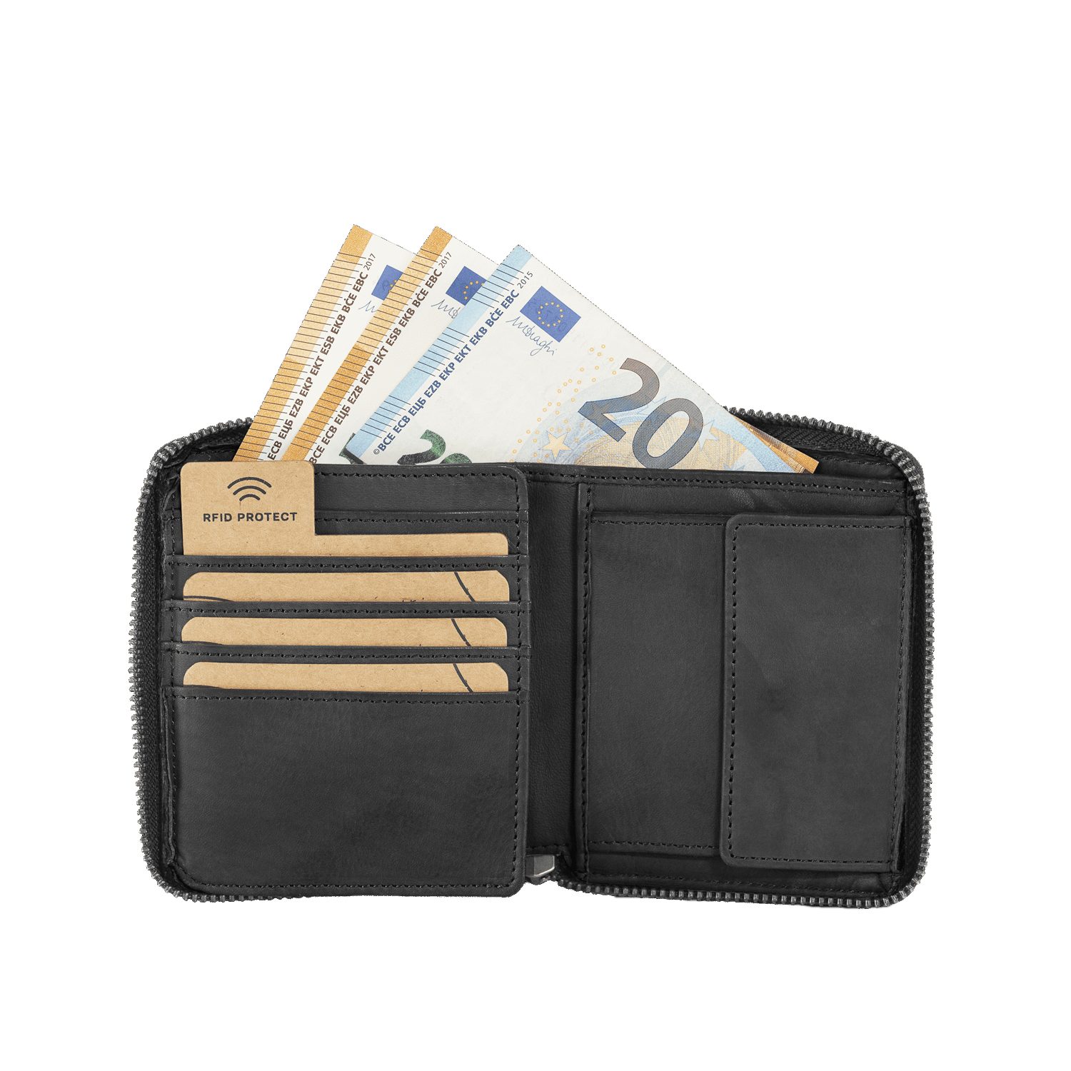 Cas8 Geldbörse Herren - Leder Portemonnaie, RFID Schutz, Portmonee für den Alltag