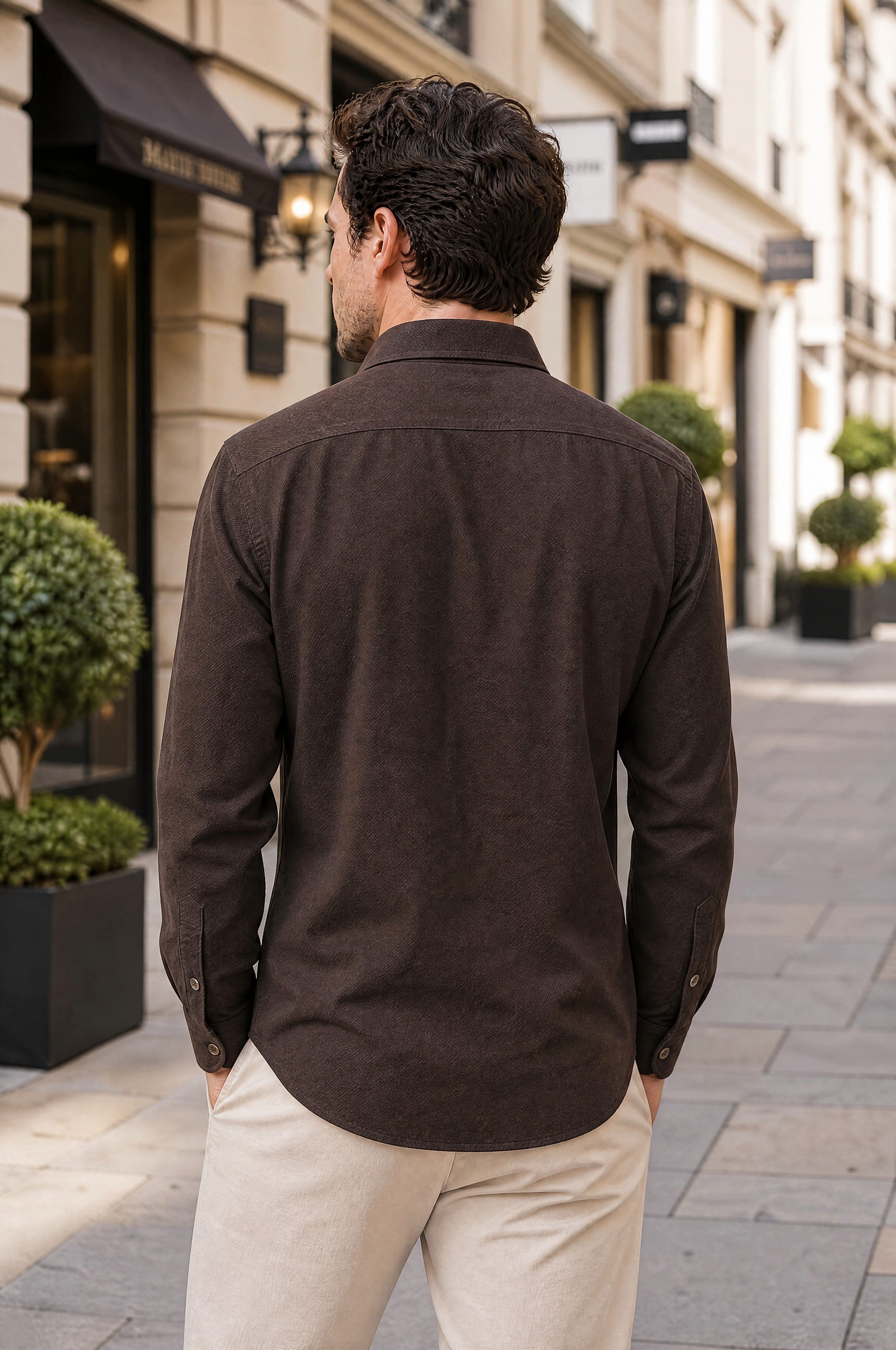 Haupt Langarmhemd Flanell Herrenhemd Regular Fit modern ideal Frühling Braun