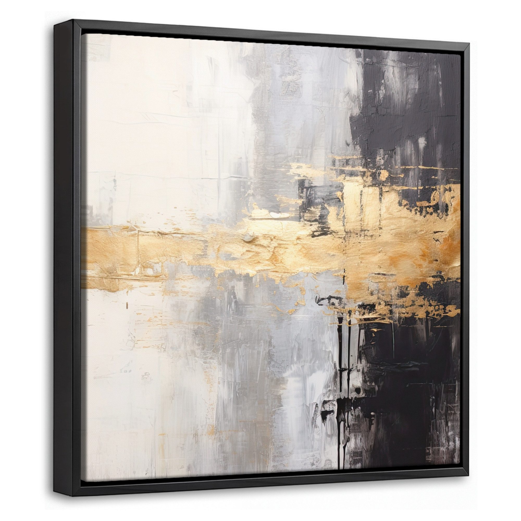 OnlyWow Leinwandbild mit Rahmen - Gold - Luxus - Acryl - Kunst, Fotodruck (1 St), Leinwand Bilder Klein, Wand Dekoration Aesthetic 20x20cm