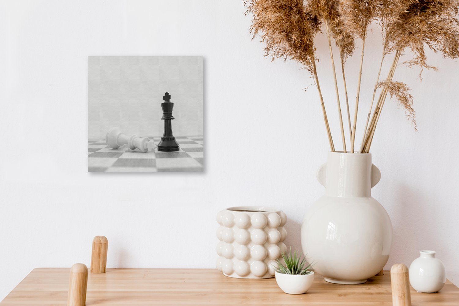König und Schlafzimmer (1 weiße Leinwand St), Bilder Leinwandbild OneMillionCanvasses® im der für Der schwarze Schach, Wohnzimmer