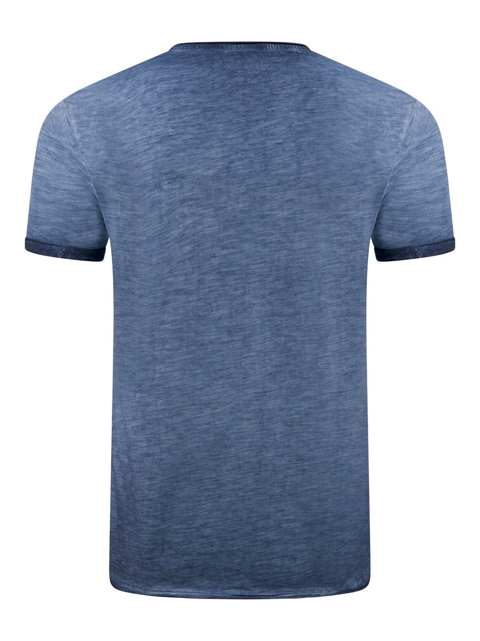 riverso T-Shirt Herren Basic RIVMatteo mit aus Rundhalsausschnitt (1-tlg) Blue Shirt Shirt Tee Kurzarm Dark Regular 100% Basic Baumwolle (19400) Fit