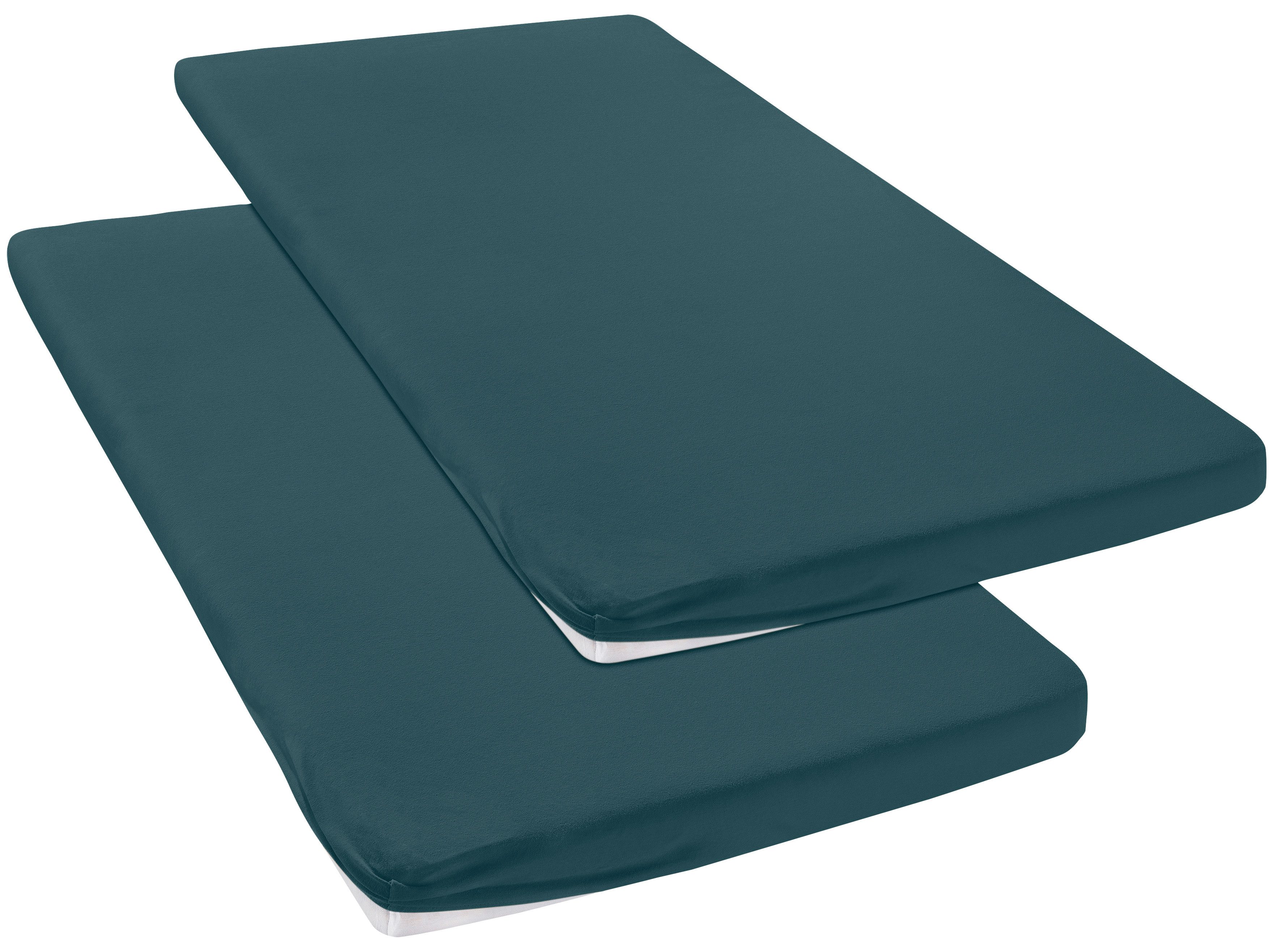 OTTO home Spannbettlaken Topper Basic, in Gr. 90x200, 140x200 oder 180x200 cm, Baumwoll-Jersey, Gummizug: rundum, (2 Stück), Baumwolle, Matratzen bis 8 cm Höhe, Bettlaken, Spannbetttuch, Laken