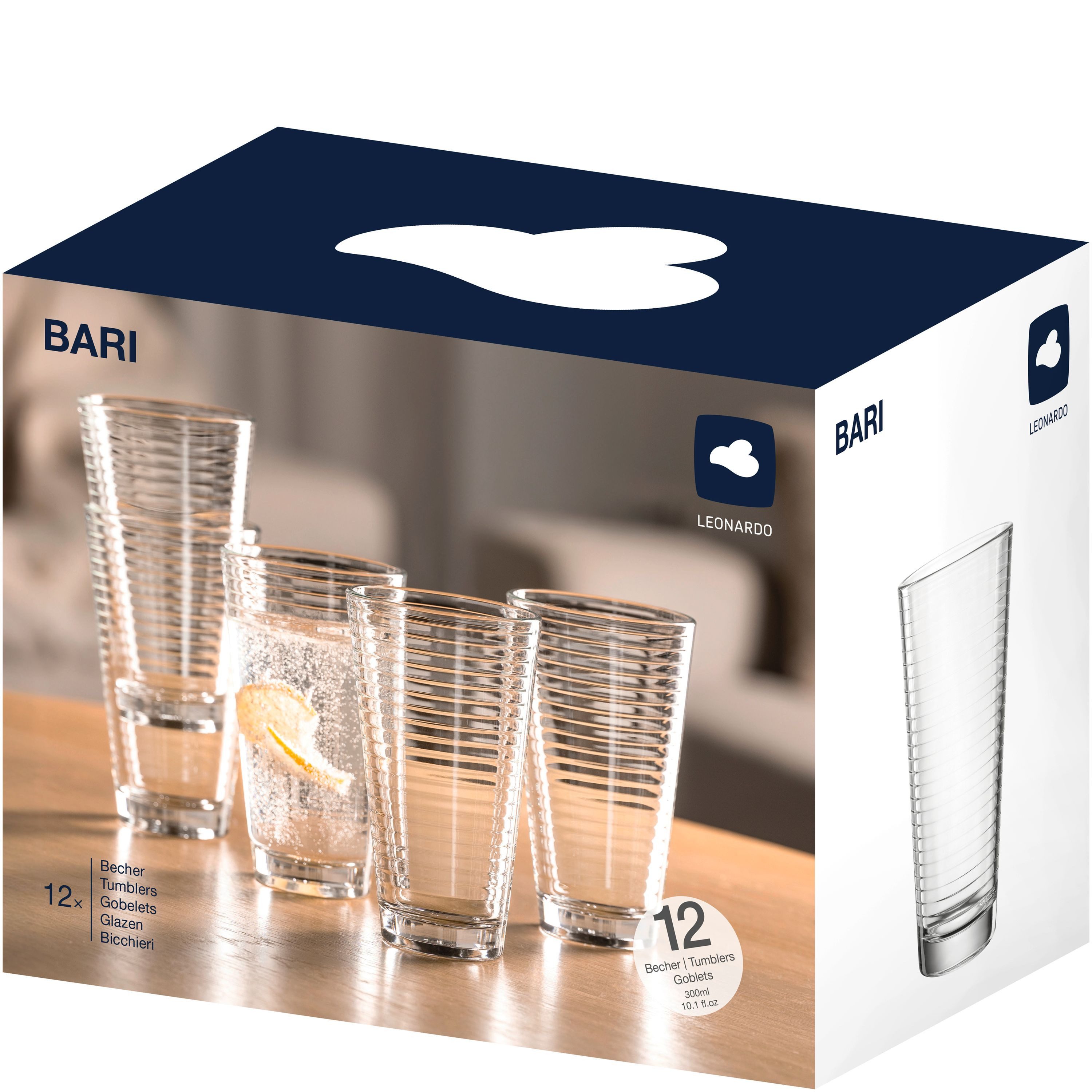 LEONARDO Cappuccinotasse Glaskoch Becherset Bari 12-teilig Longdrinkbecher 300 ml Transparent, Glas