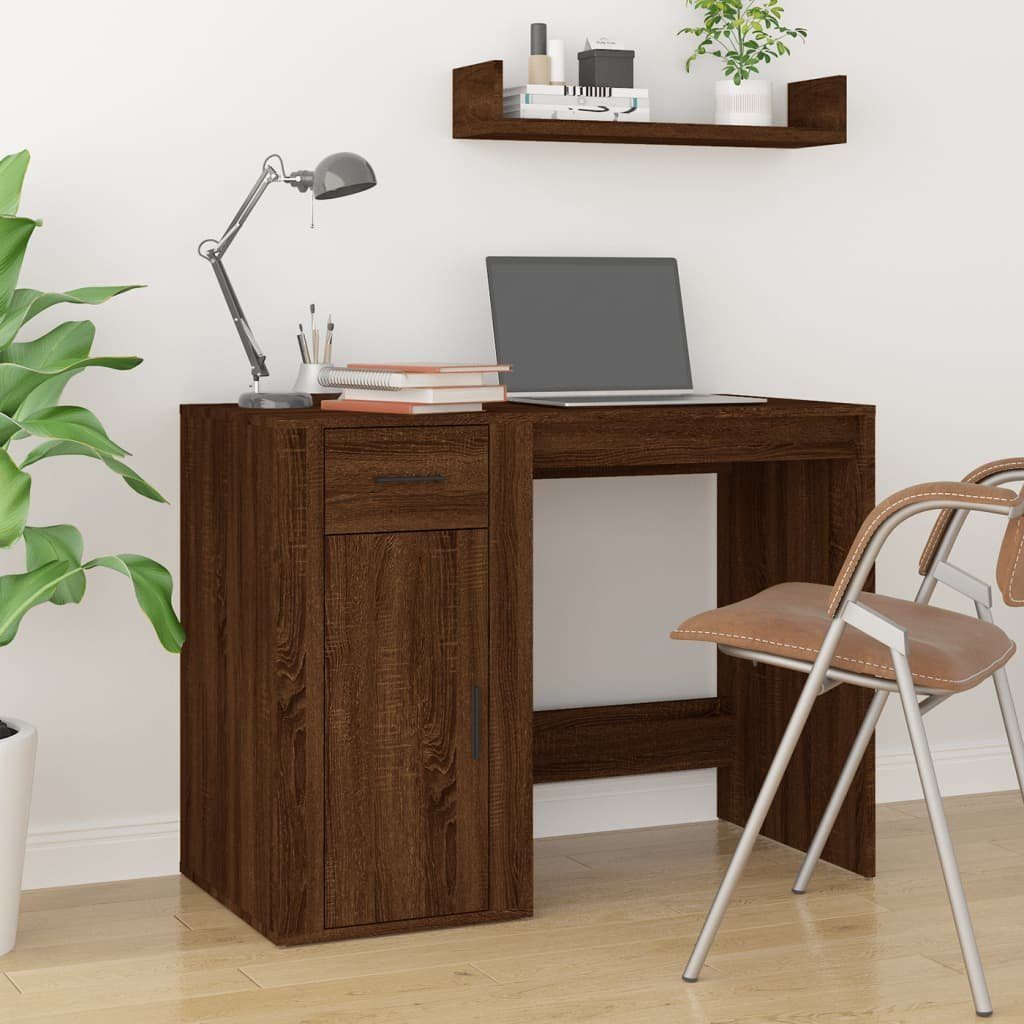 furnicato Schreibtisch mit Stauraum Eichen-Optik Holzwerkstoff Braun