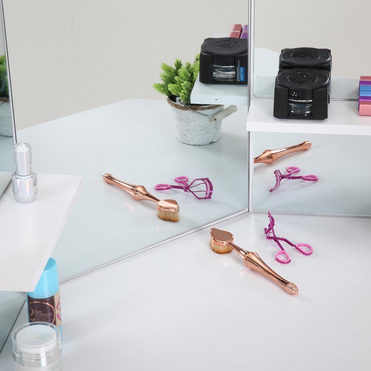 Makika Schminktisch Eckschminktisch / Schminktisch ELLE mit Spiegel und Sch günstig online kaufen