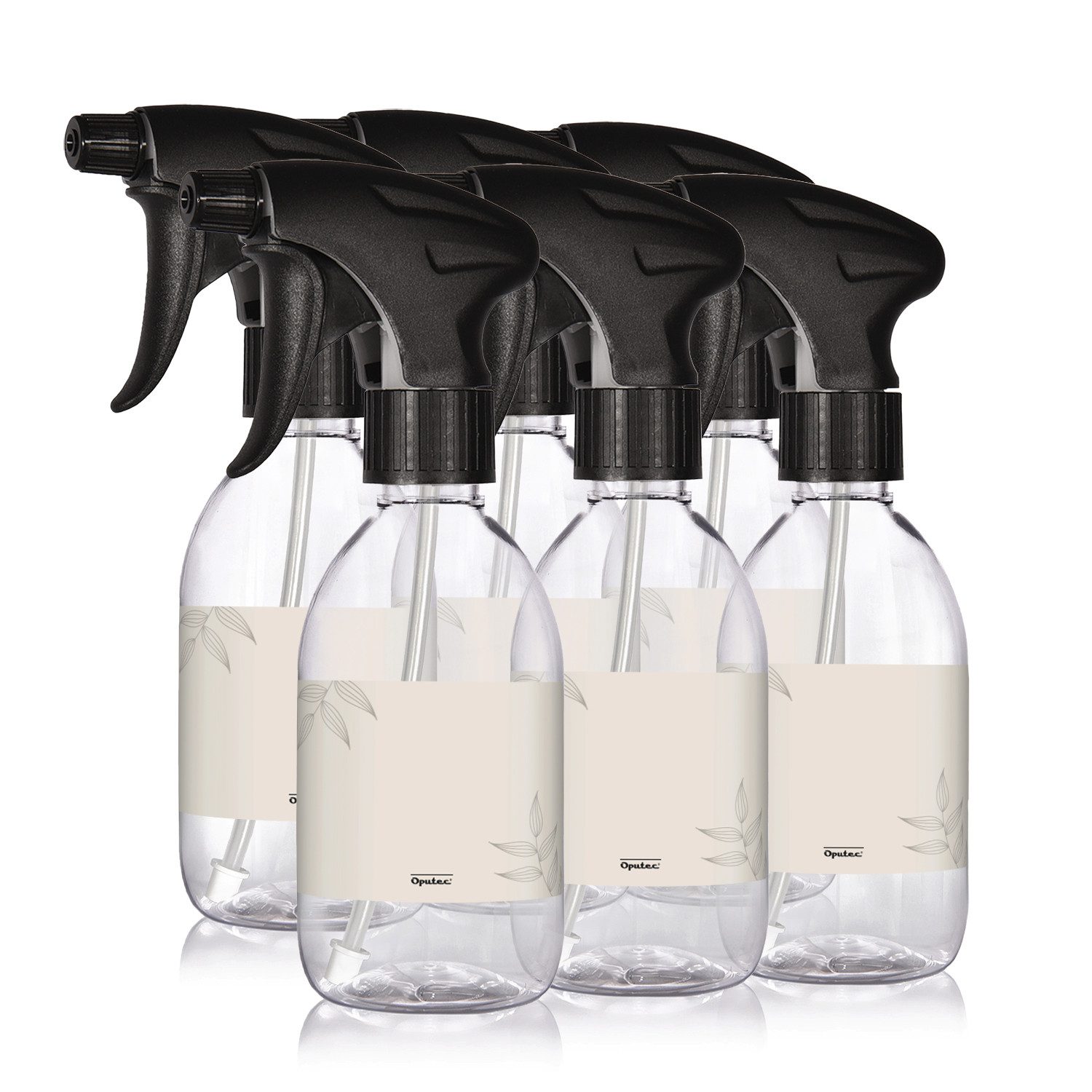 Sprühflasche 6 x 300ml Sprühflaschen Kunststoff Transparent zum Befüllen +Etiketten