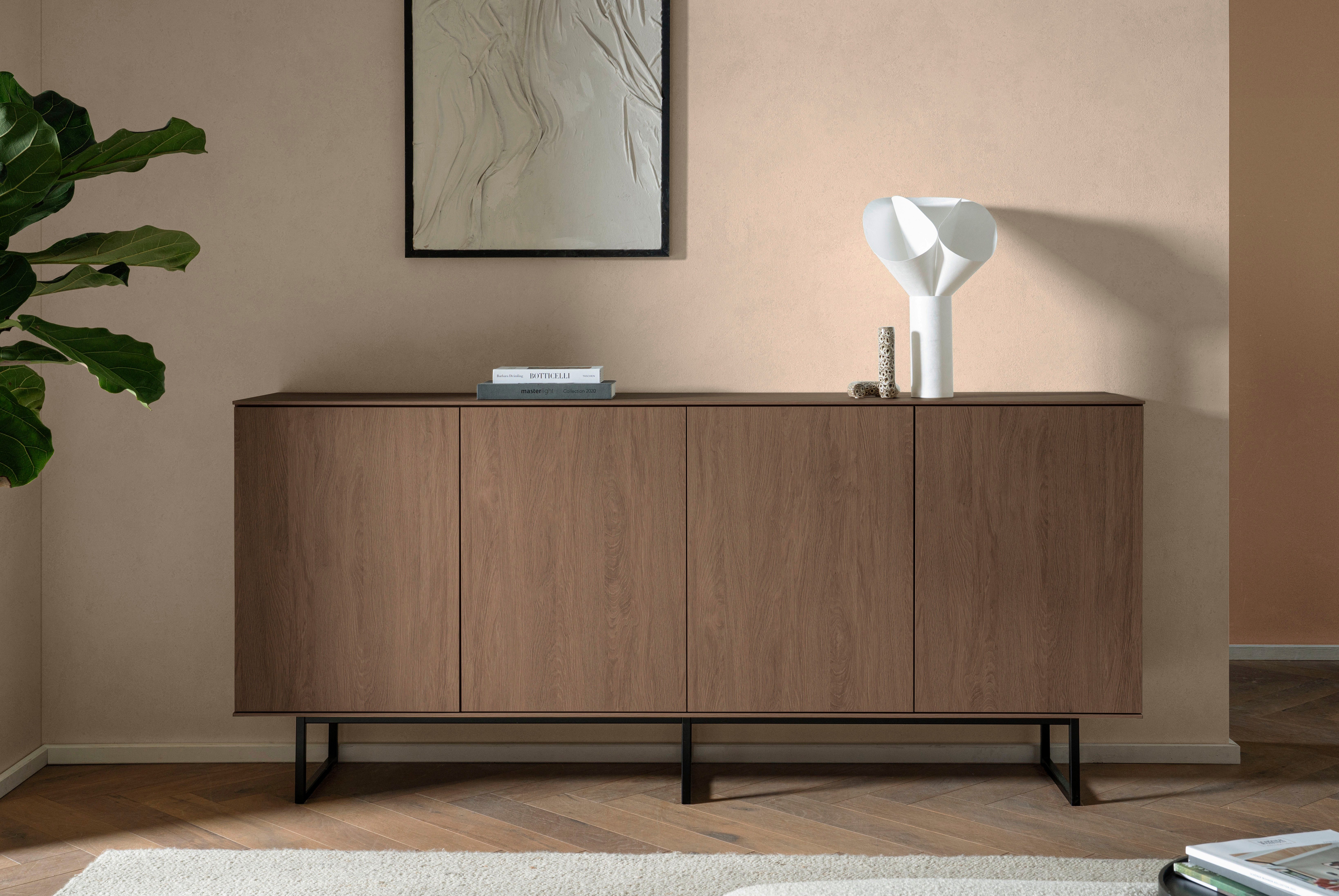 Home affaire Sideboard Lund, moderner Schrank, Kommode mit Kufengestell, optisch dünner Oberboden, hochwertige Optik, ausreichend Stauraum