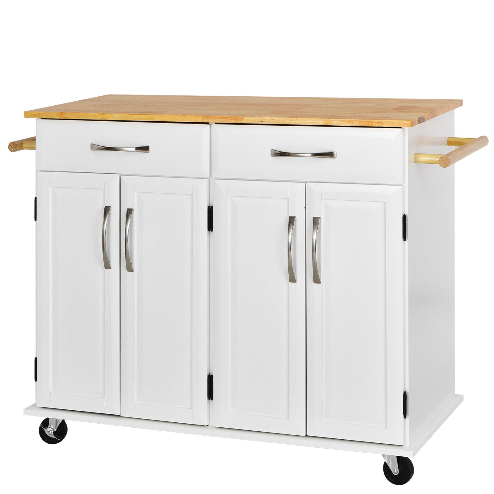 COSTWAY Küchenwagen, mit Arbeitsplatte, Schubladen, Rollen & Handtuchhalter