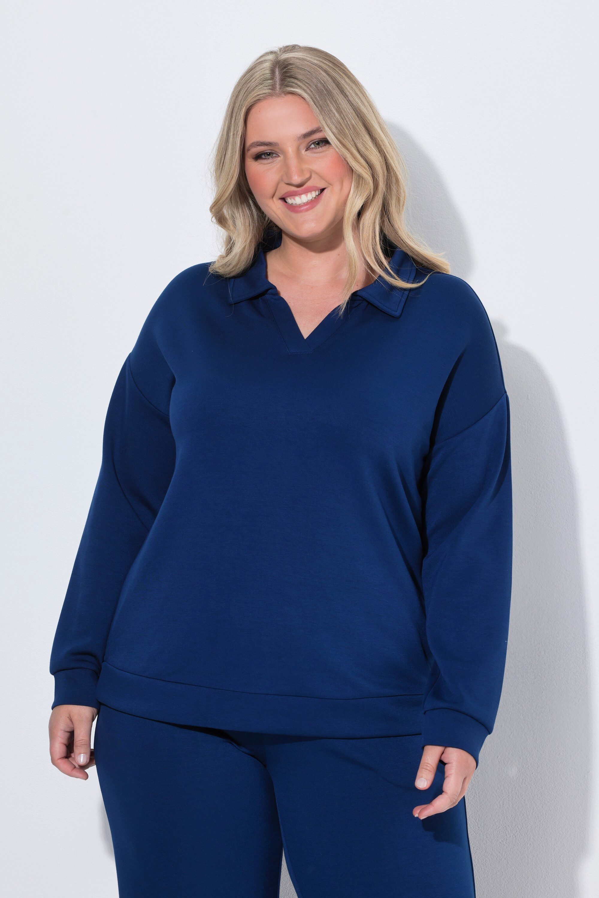 MIAMODA Sweatshirt Sweat-Pullover Boxy Fit Polokragen