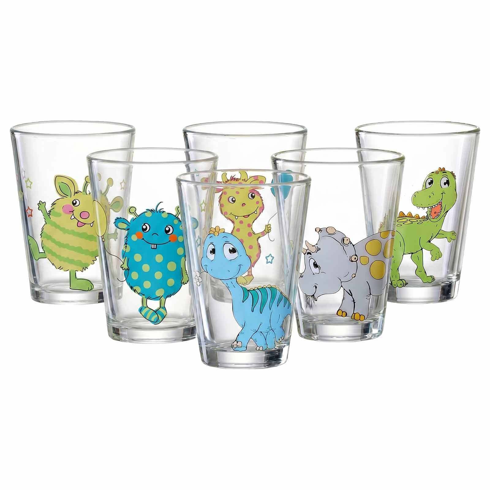 Ritzenhoff & Breker Kinderbecher Dino und Monsterchen Kindergläser 200 ml 6er Set, 6-tlg., Glas