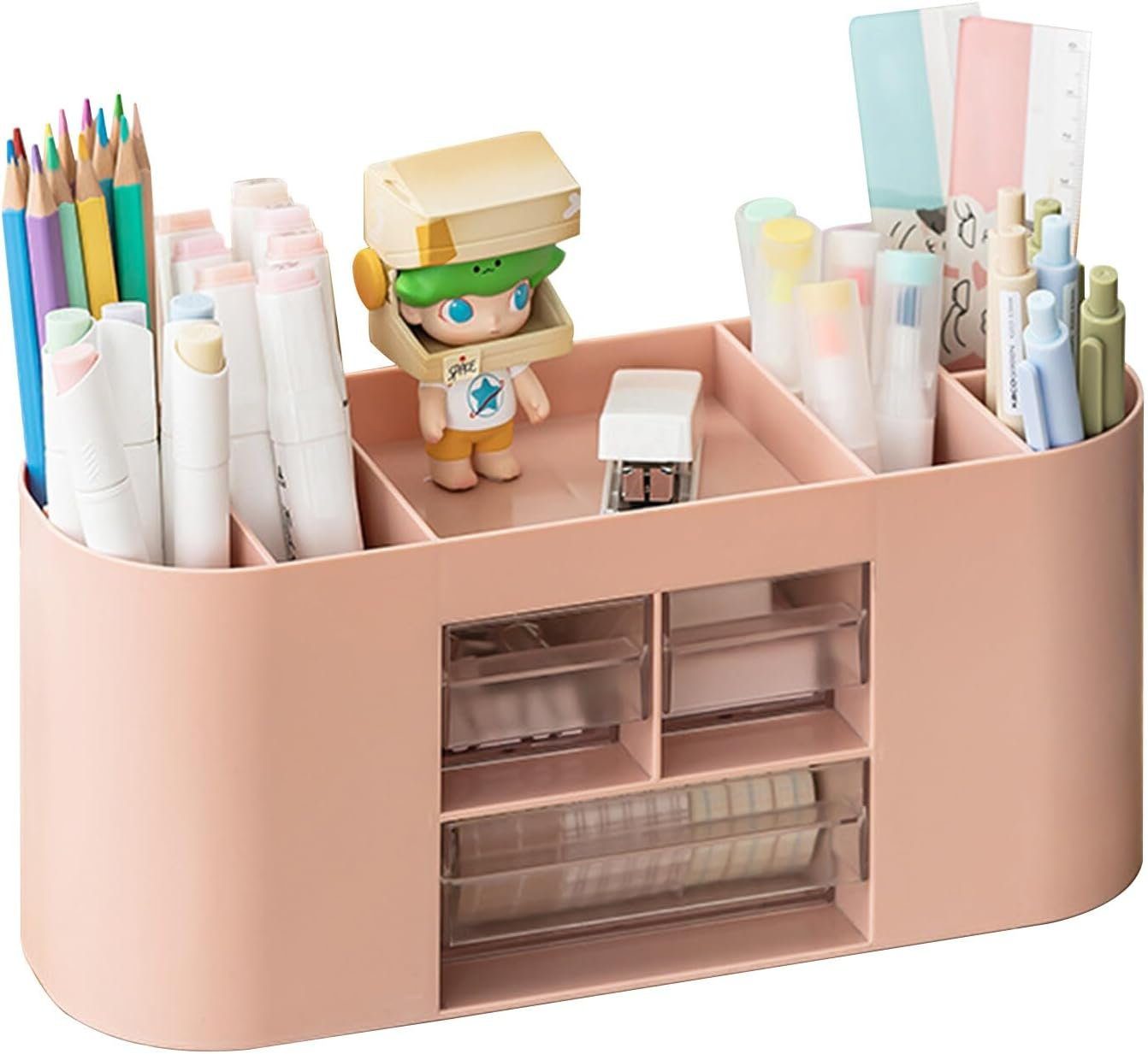 Coonoor Organizer Stifteköcher Aufbewahrungsbox Schreibtisch Aufbewahrungsbox (1 St), 10 Fächer, doppelte durchsichtige Schublade