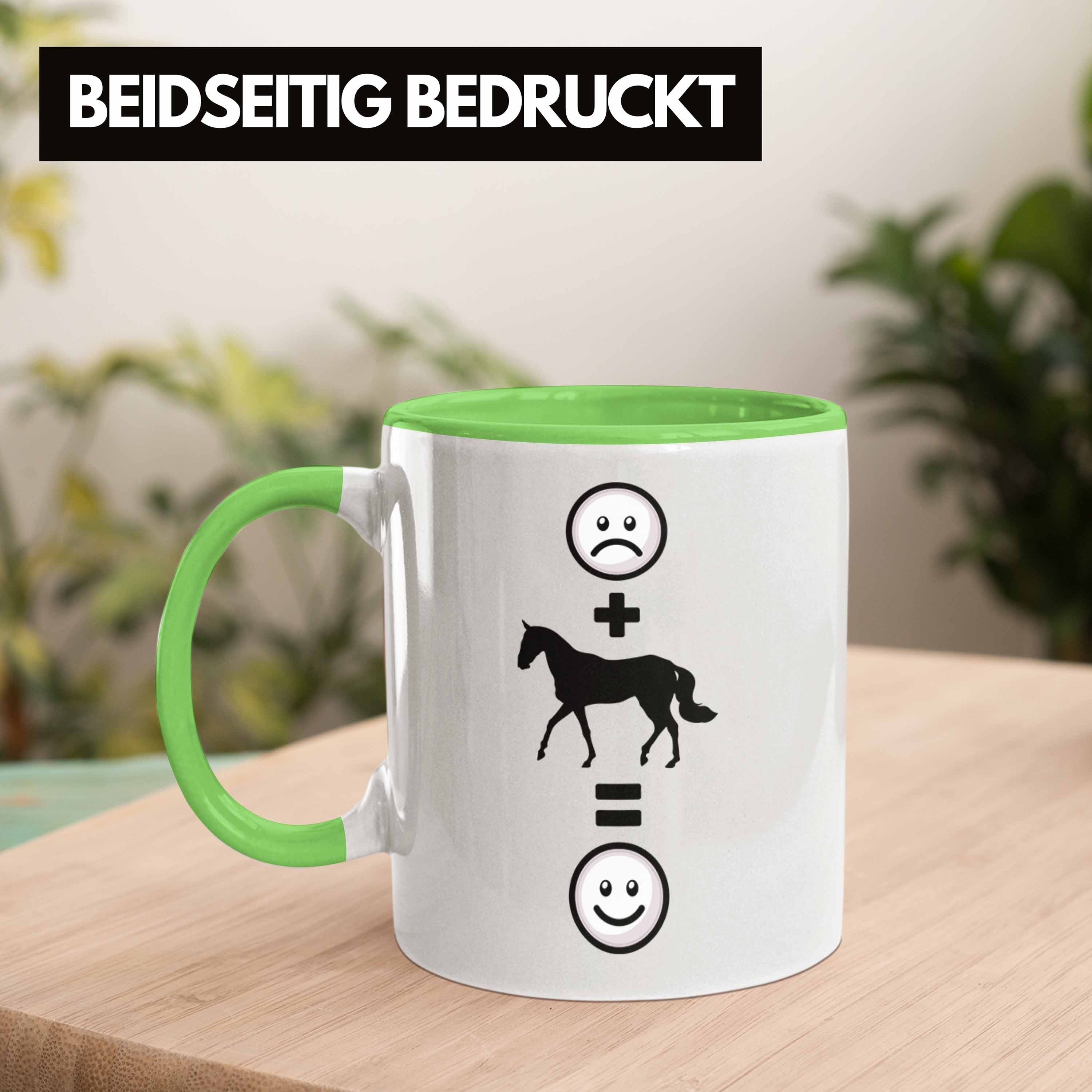Trendation Tasse Reiterin für Reiten Grün :(Pferd Geschenk Tasse Pferde Pferdeliebhaber