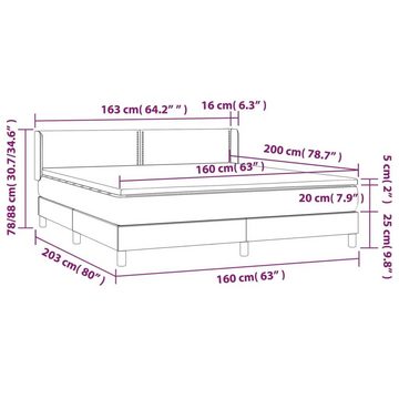 vidaXL Bettgestell Boxspringbett mit Matratze Taupe 160x200 cm Stoff Bett Bettgestell