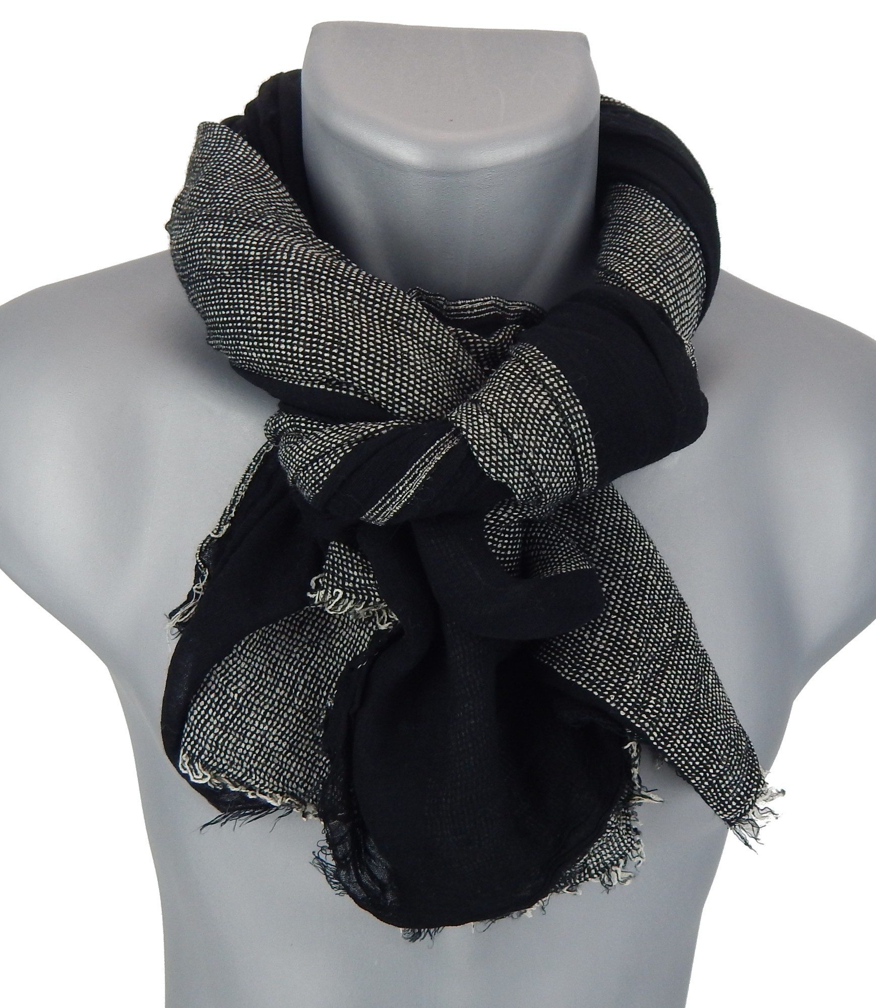 Ella Jonte Modeschal, edler Herrenschal schwarz weiß Baumwolle günstig online kaufen