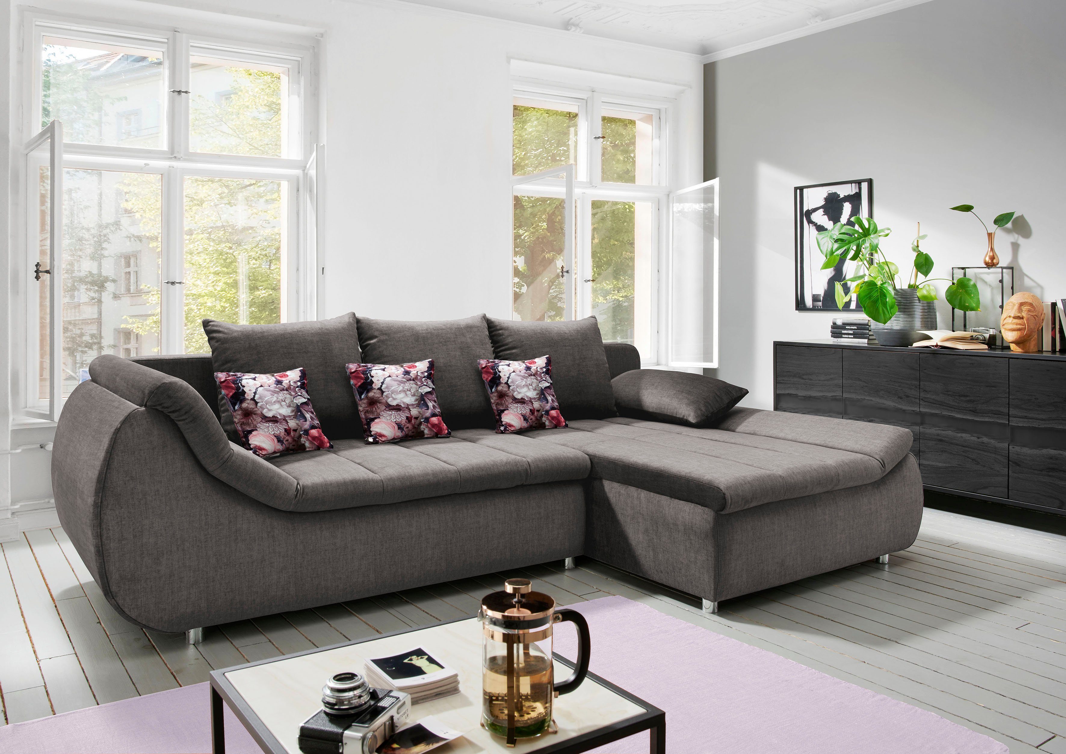 Home affaire Ecksofa Imola elegant, Breite 270cm, moderne Sitzsteppung, bequem, L-Form, auch mit Bettfunktion und Bettkasten
