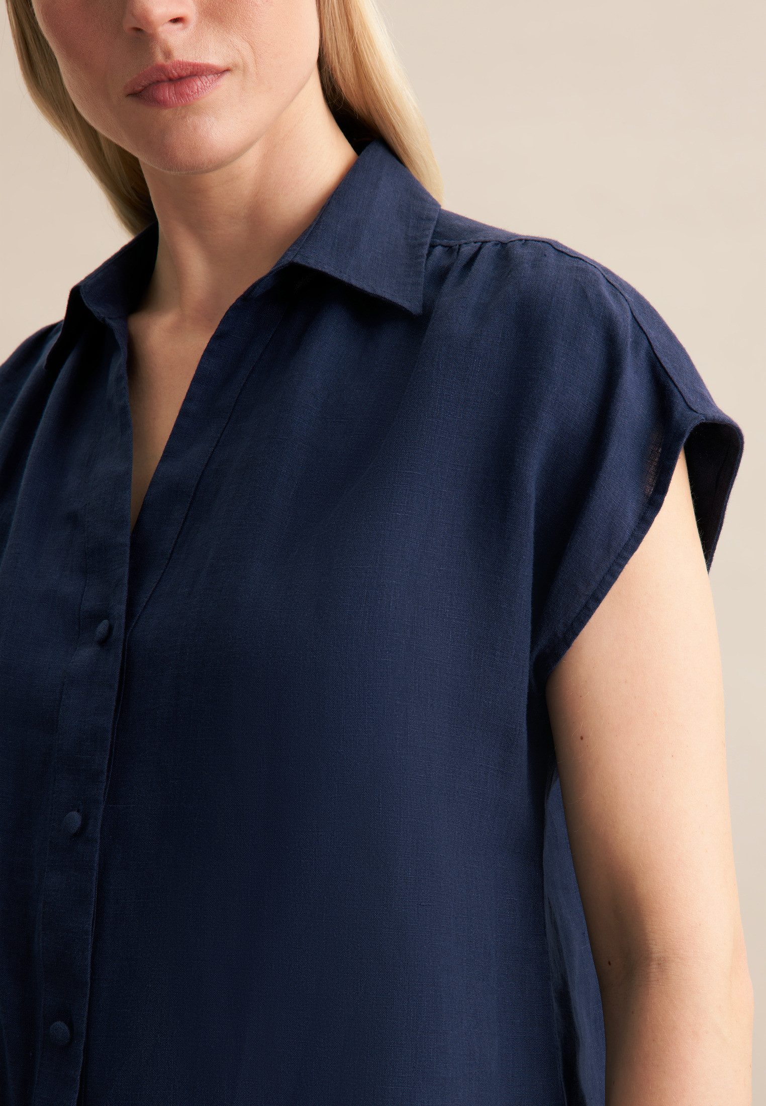 seidensticker Hemdbluse Schwarze Rose Ohne Arm Kragen Uni