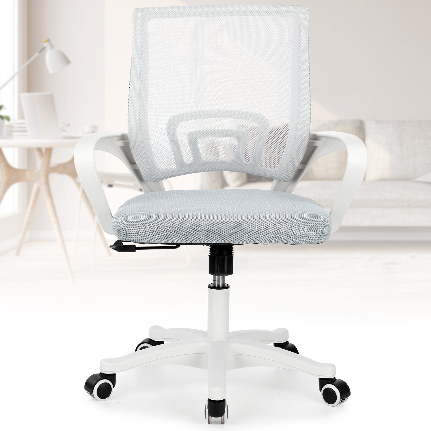 Drehstuhl, 360° Wippfunktion, mit iscooter Wippfunktion, Arbeitszimmer Schreibtischstuhl höhenverstellbarer, Schreibtischstuhl Bürostuhl, Büro, atmungsaktiv,