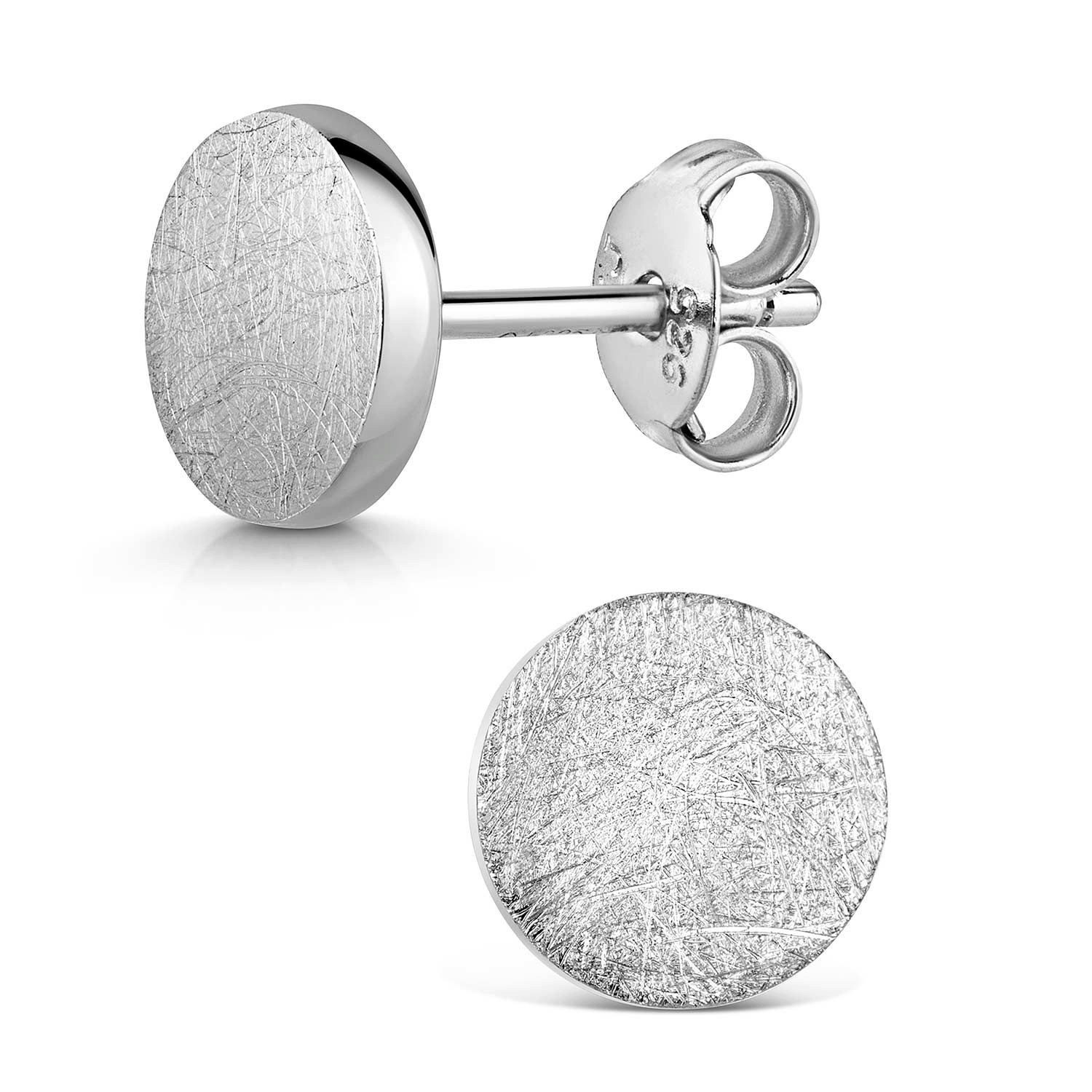 Materia Paar Ohrstecker Plättchen Ohrringe rund gebürstet Ø8mm SO-194, 925 günstig online kaufen