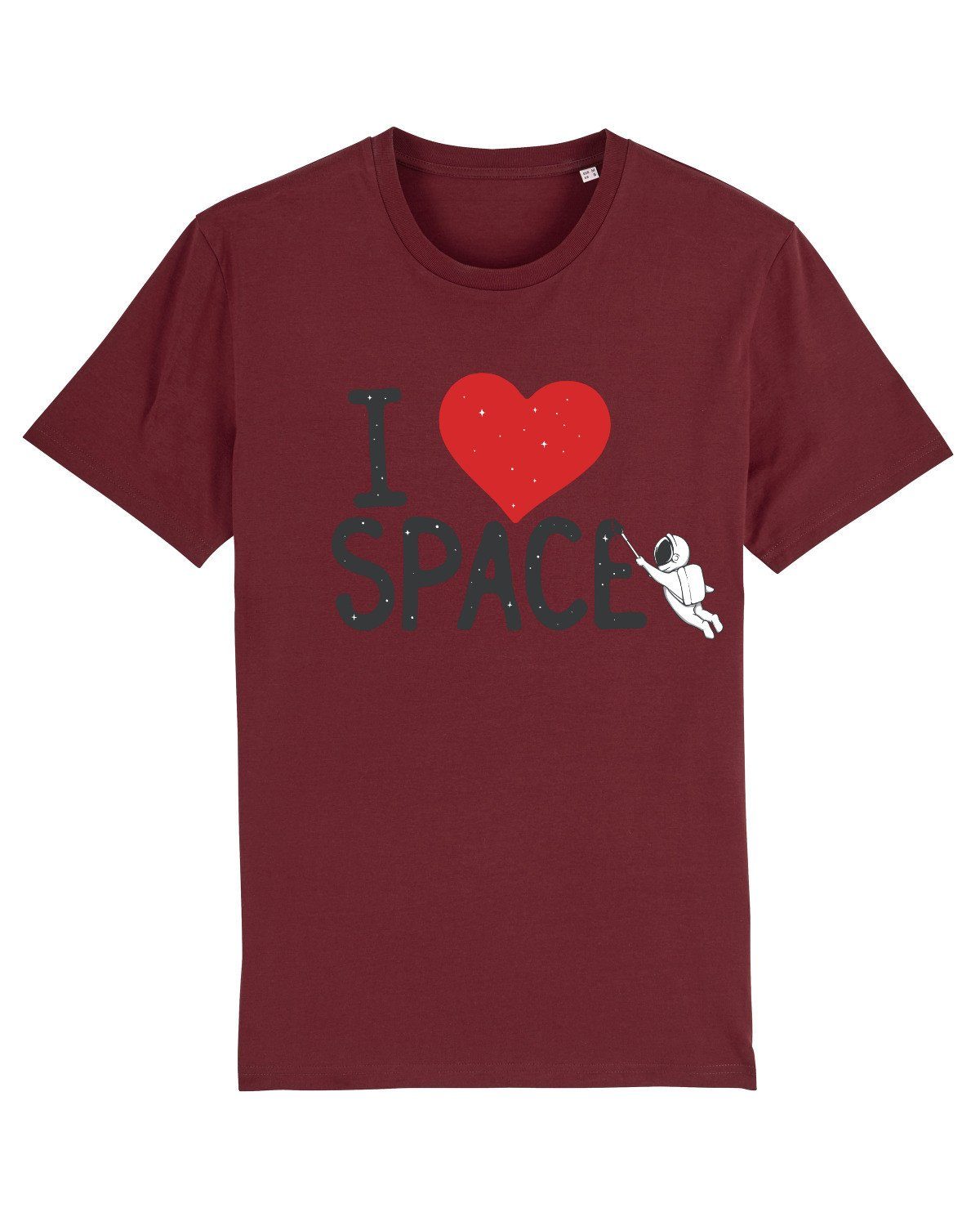 wat? Apparel Print-Shirt I love space (1-tlg) weinrot