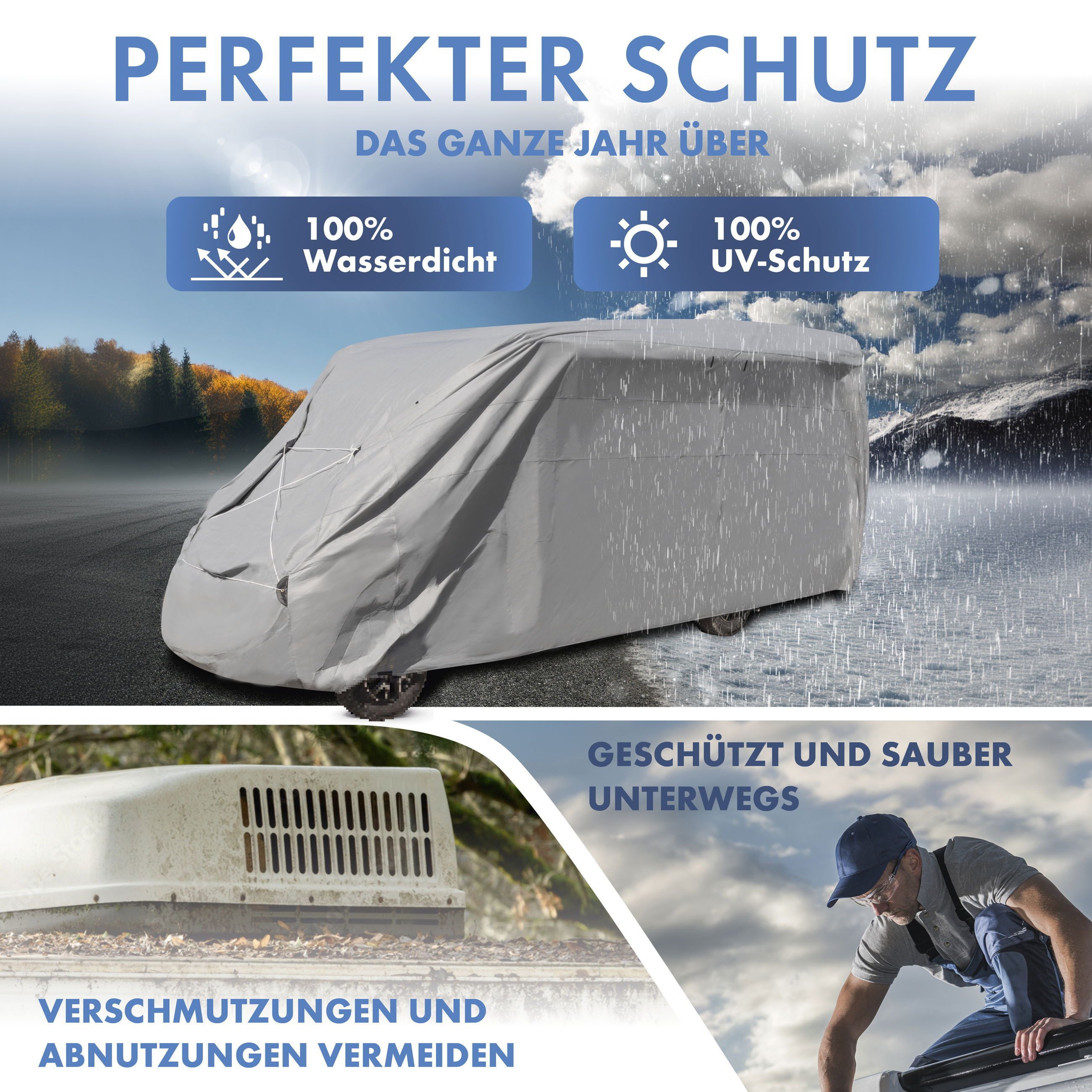 WALSER Wohnwagenschutzhülle Wohnmobilabdeckung (1-St., 1 Set)