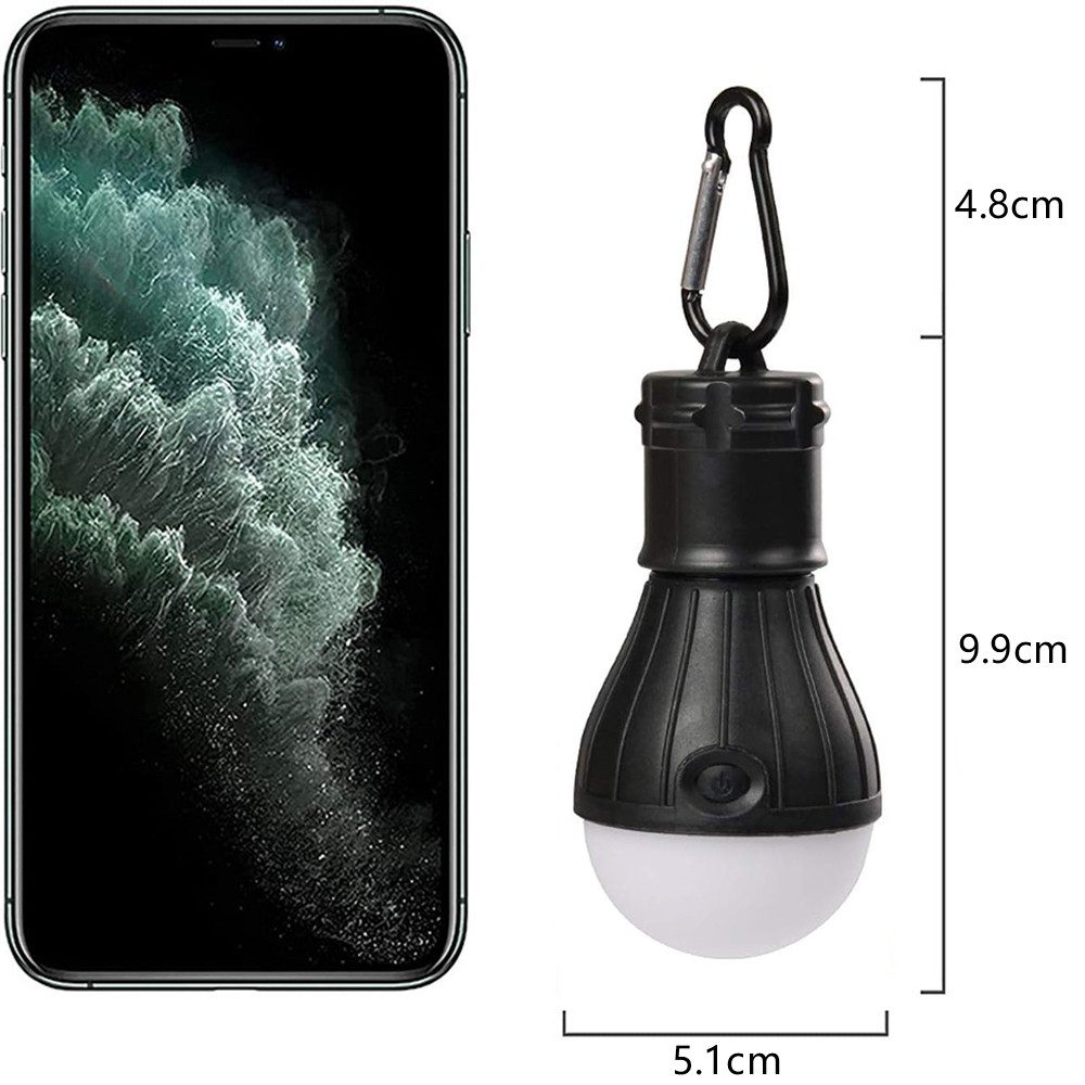 TUWENA LED Laterne 4er Set LED Campinglampe LED Camping Laterne Zeltlampe Glühbirne Set, Notlicht mit Karabiner Wasserdicht Tragbare Camping Lantern LED