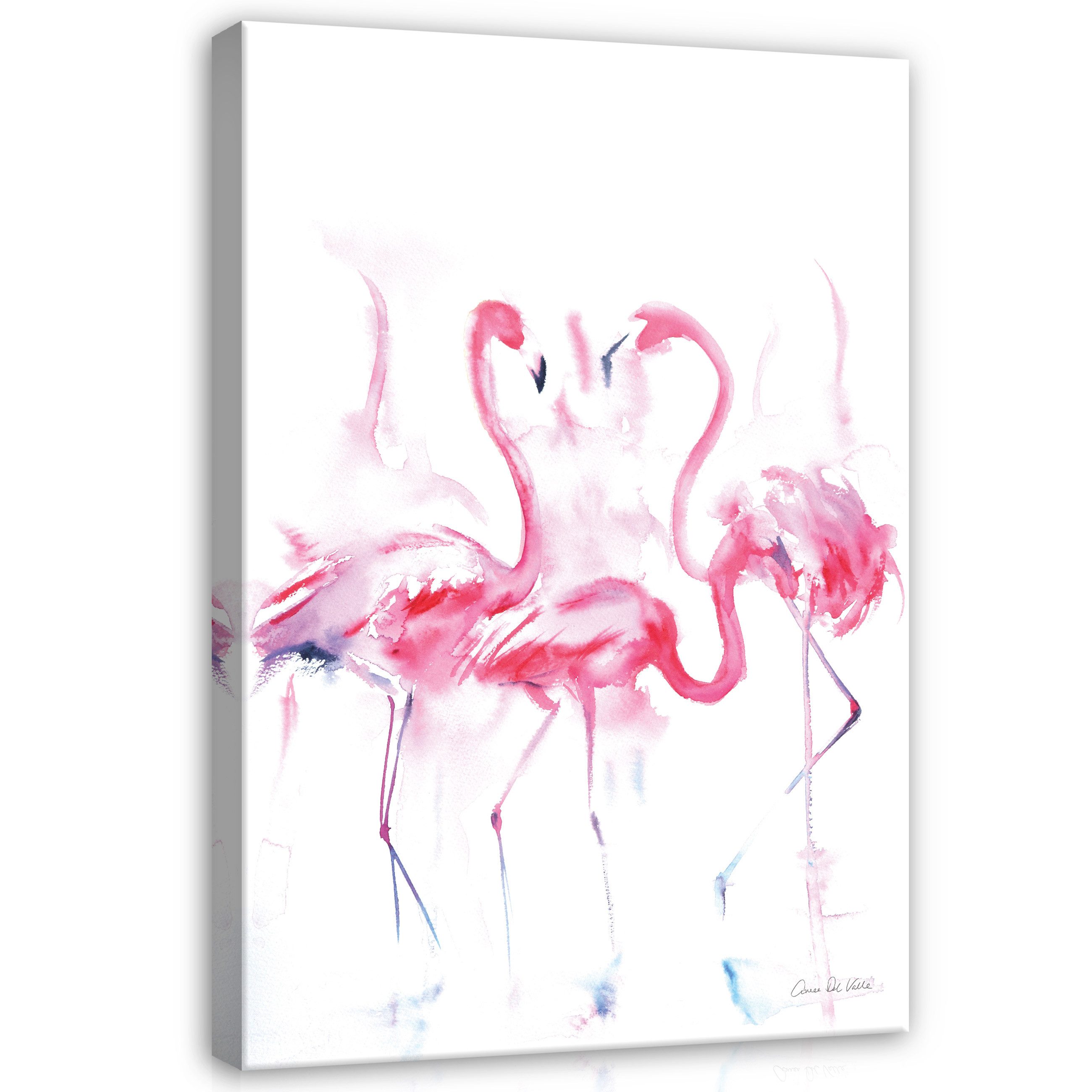 Wallarena Leinwandbild Kinderzimmer Vögel Flamingo Mädchen Wandbild Wand Deko Leinwandbilder, Vögel Flamingo (Einteilig, 1 St), Leinwand Bilder Kinderzimmer Kinder Wandbilder Leinwandbilder