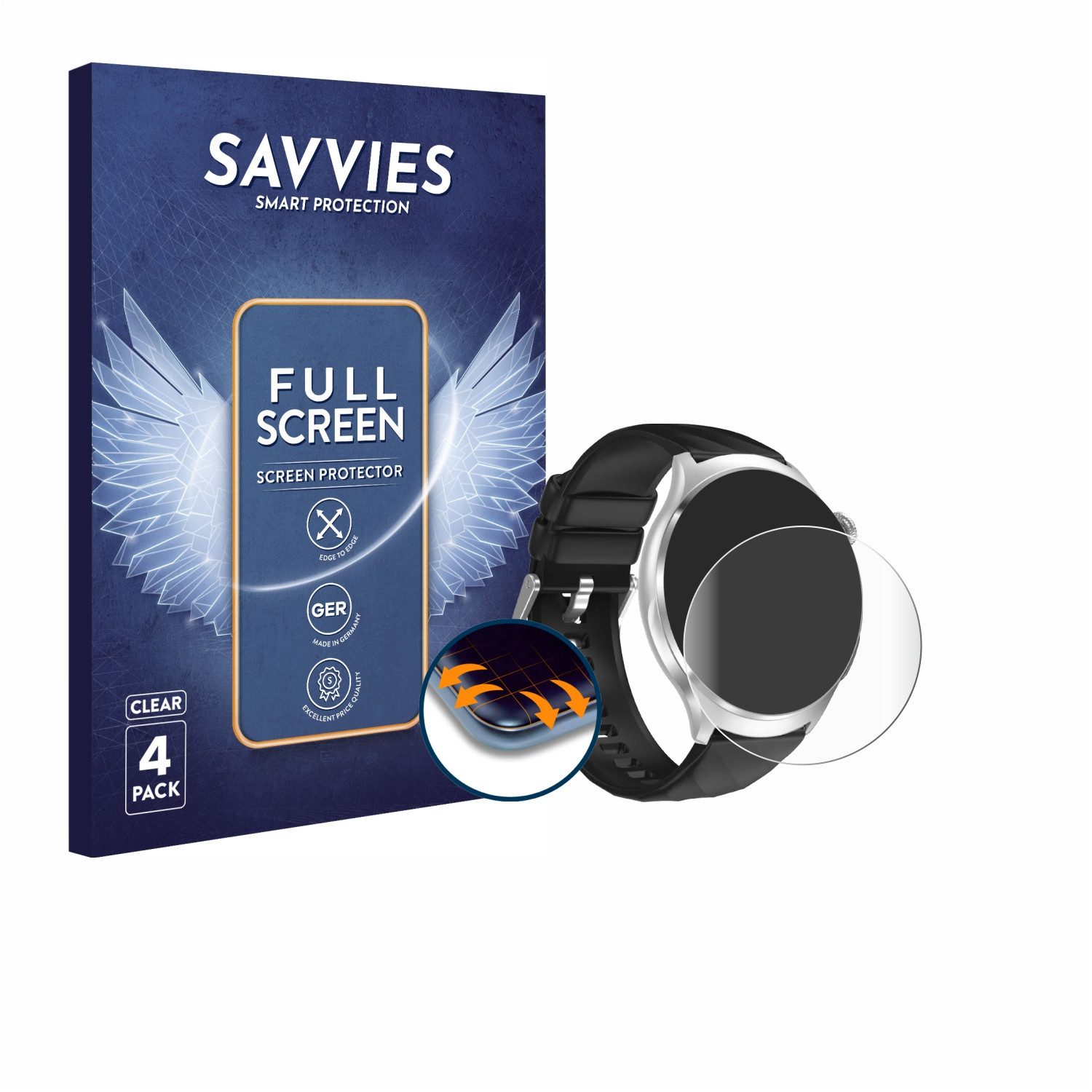 Savvies Displayschutzfolie Fullscreen Schutzfolie für Knauermann Pro 4 2026, 4 Stück, Displayschutz Folie Fullcover Klar Transparent