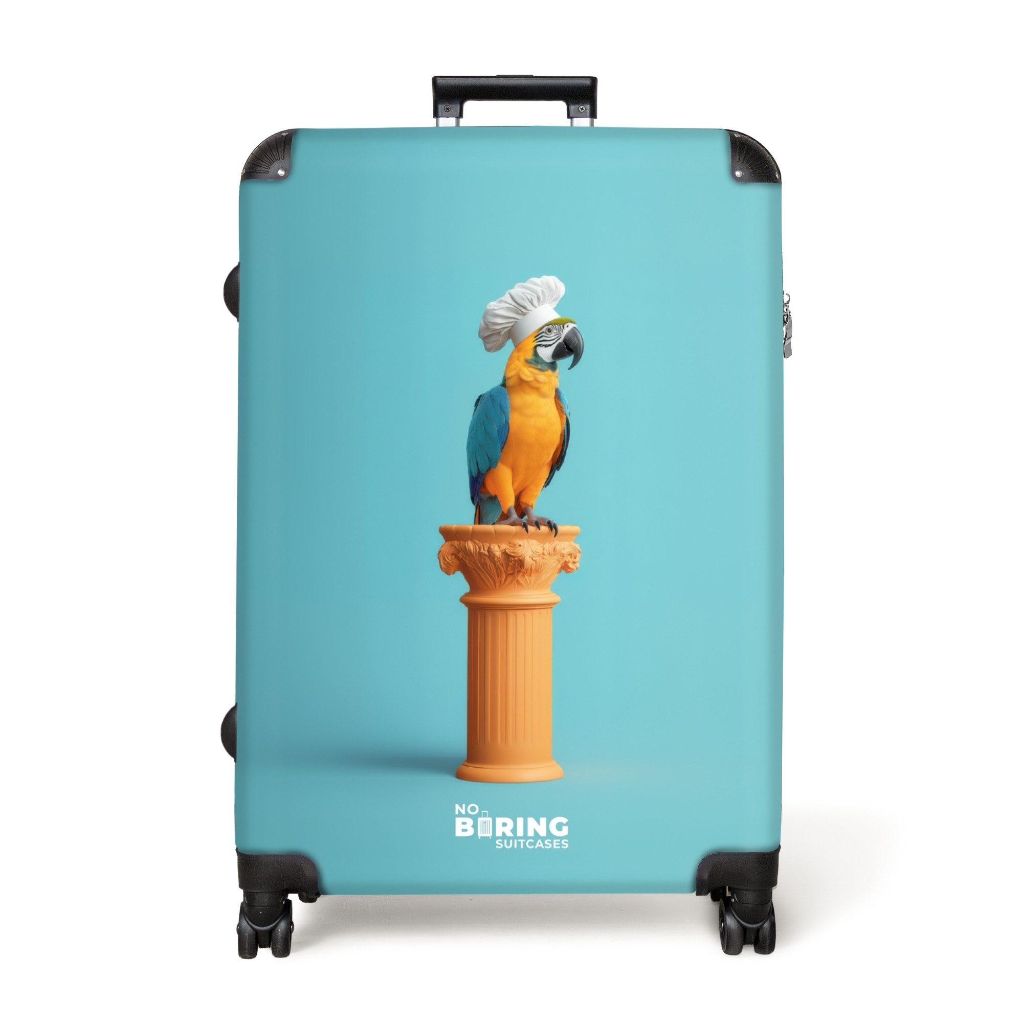NoBoringSuitcases.com© Hartschalen-Trolley Papagei mit Kochmütze auf günstig online kaufen