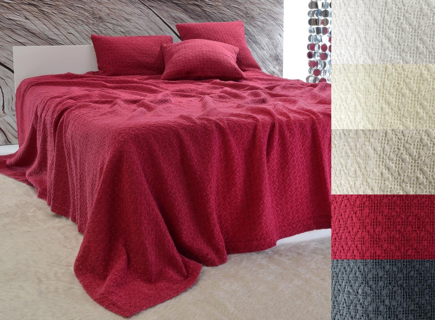 Wohnen und Accessoires GmbH & Co. KG Bettüberwurf Tagesdecke "Coimbra" - Kreuzstich Ornamente